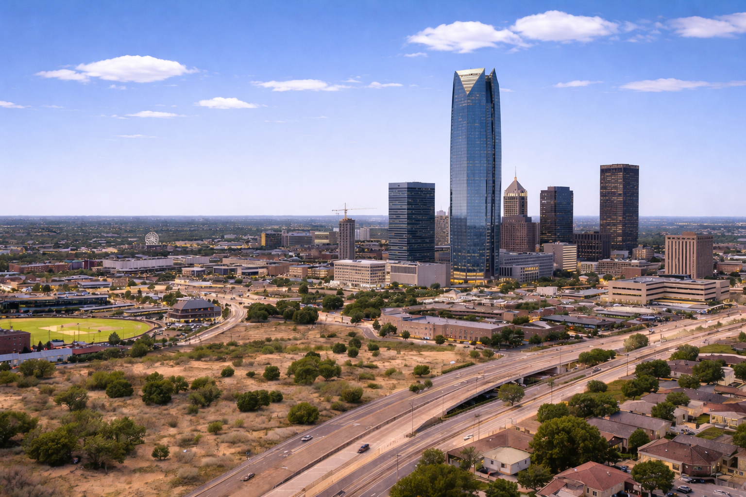Oklahoma City, OK city skyline wallpaper at daytime, 1536x1024