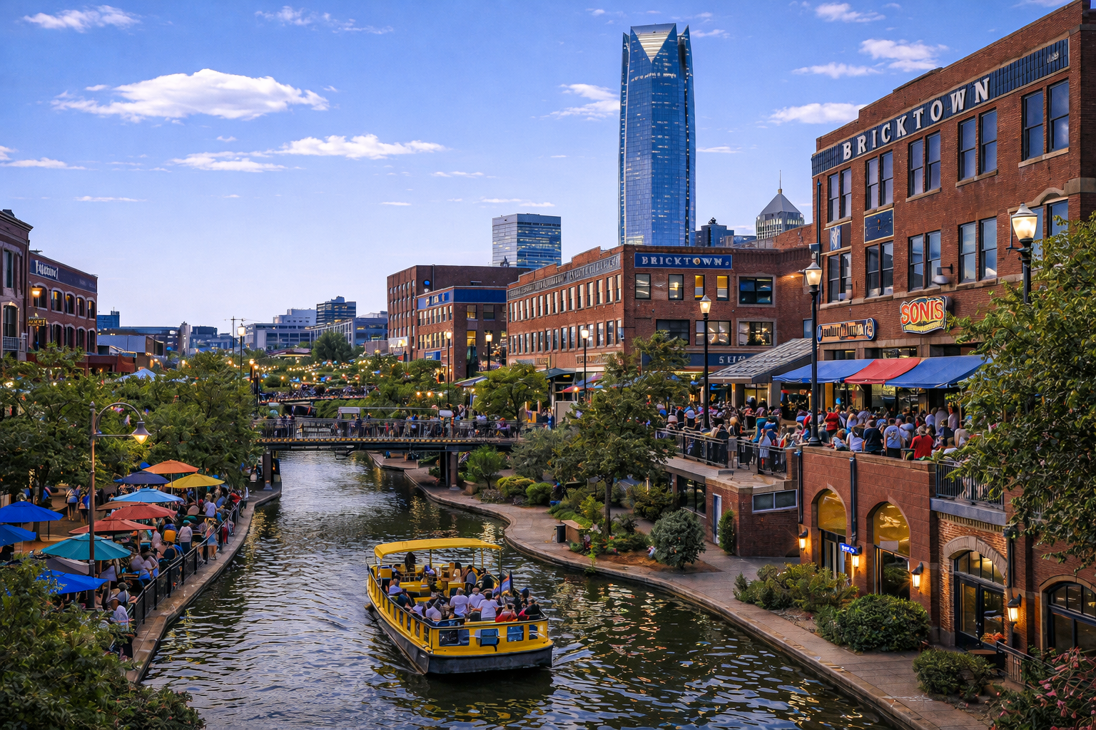 Bricktown, OKC city skyline wallpaper at daytime, 1536x1024