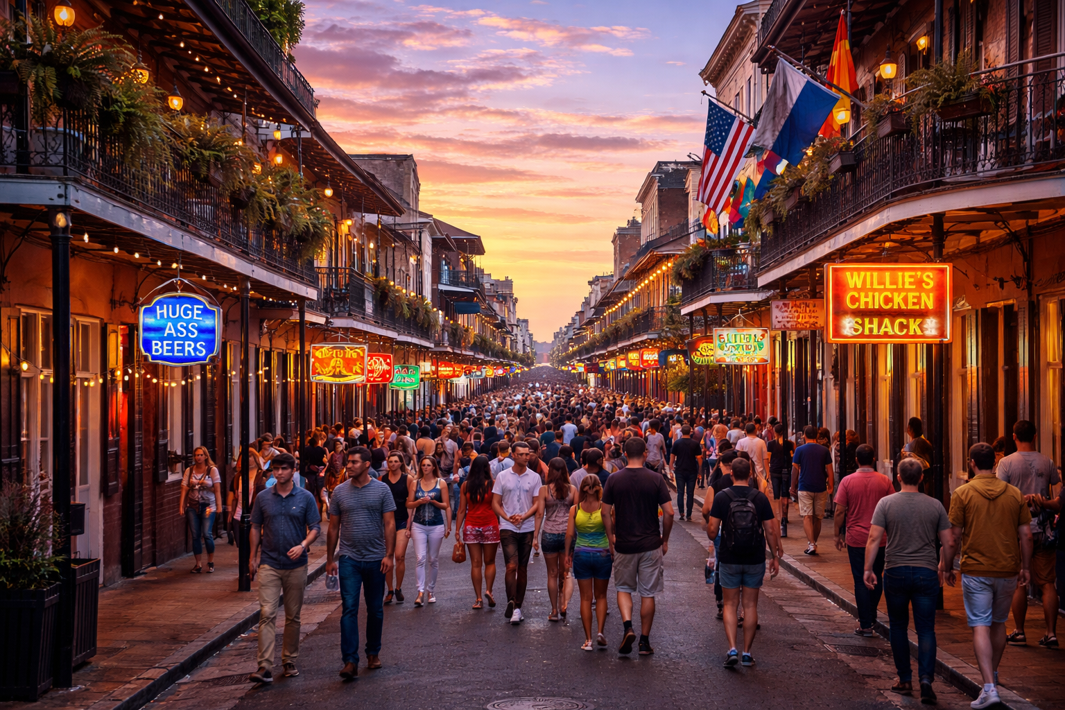 French Quarter, New Orleans city skyline wallpaper at sunset, 1536x1024