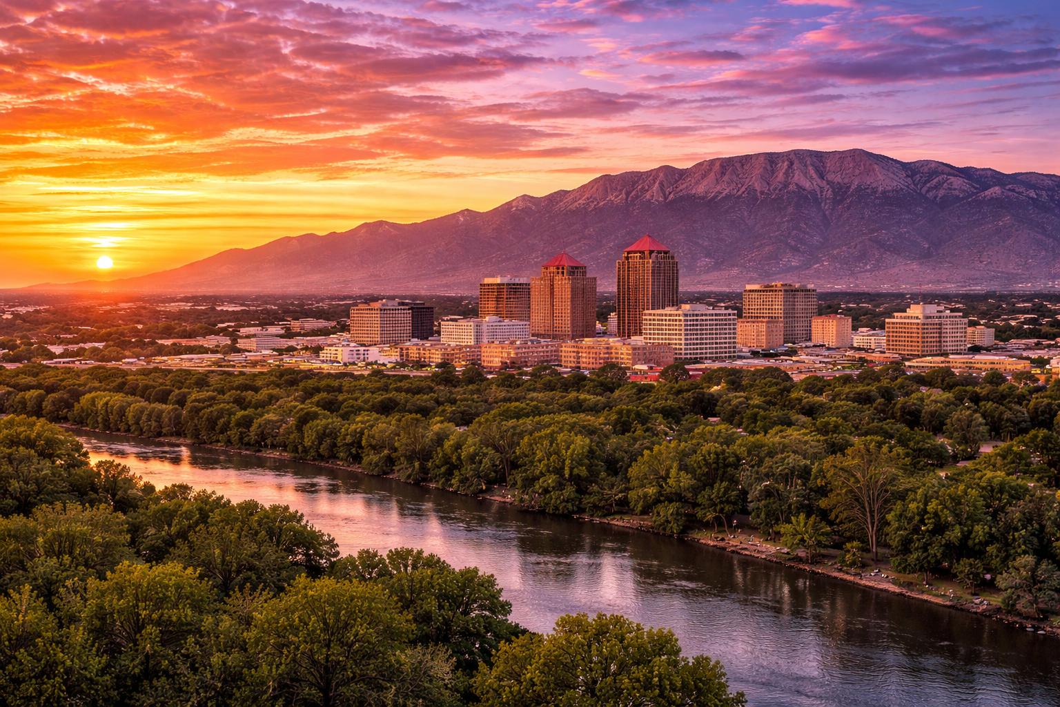 Albuquerque, NM city skyline wallpaper, 1536x1024