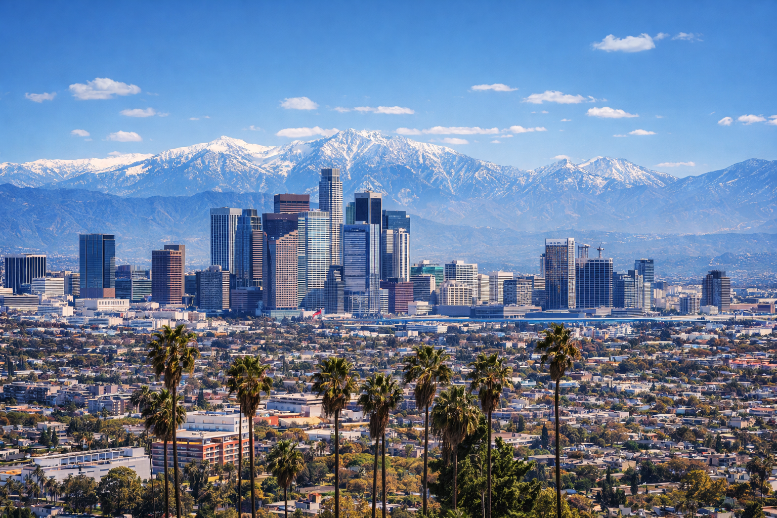 Los Angeles, CA city skyline wallpaper at daytime, 1536x1024