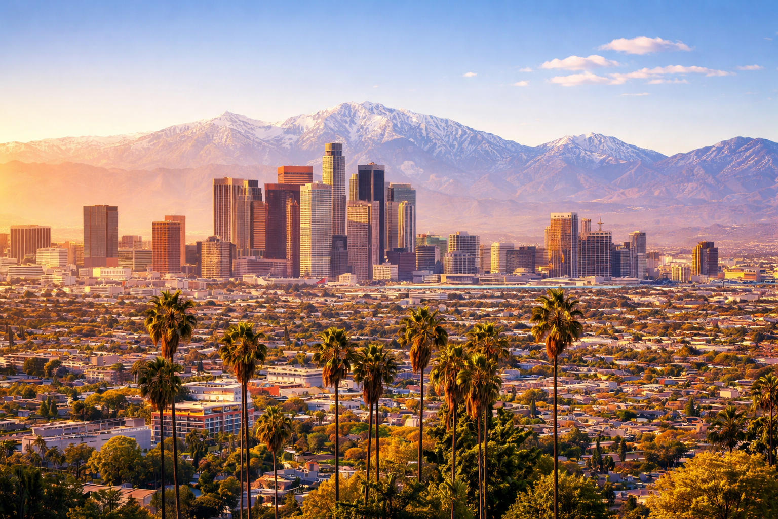 Los Angeles, CA city skyline wallpaper at daytime, 1536x1024