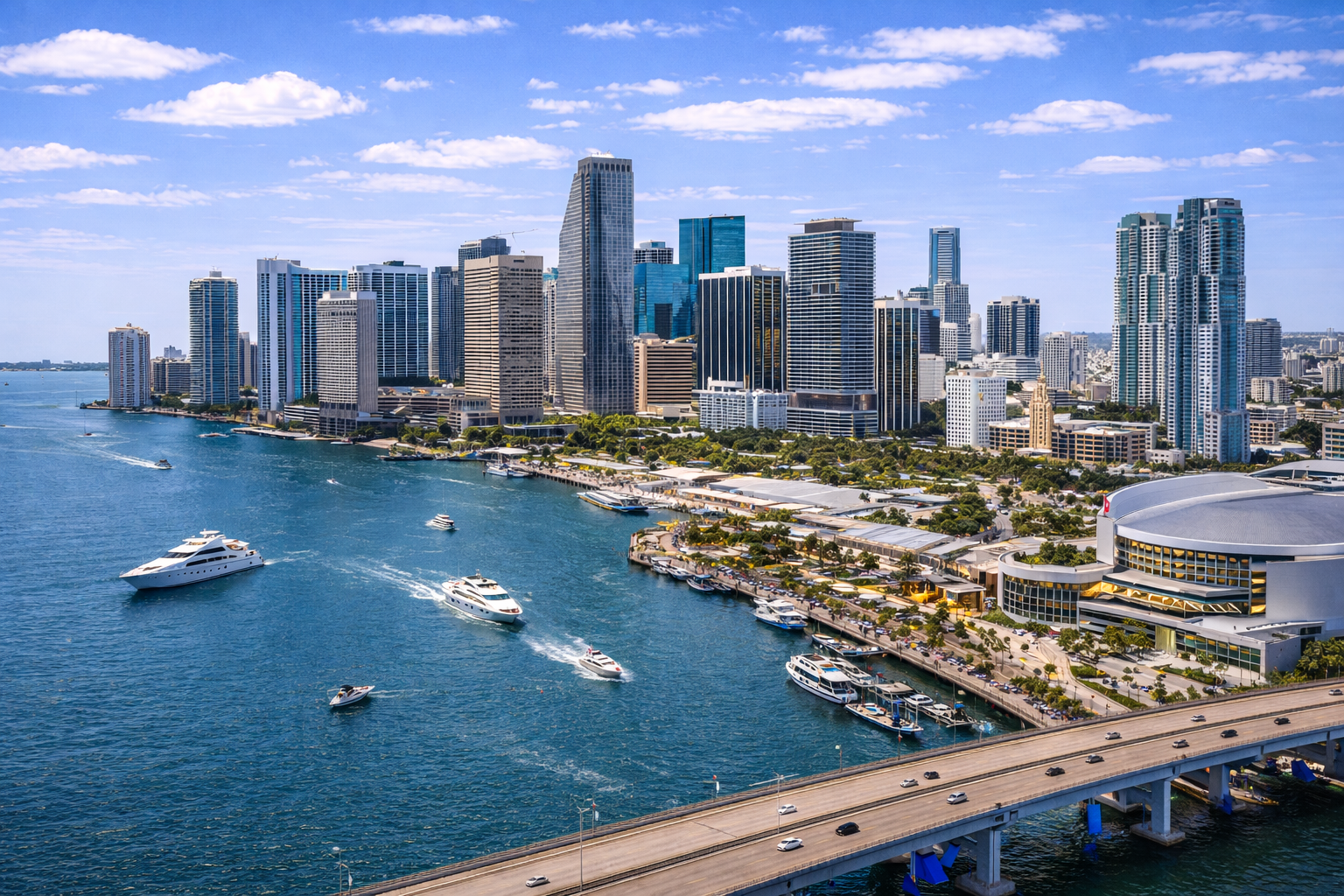 Miami, FL city skyline wallpaper at daytime, 1536x1024