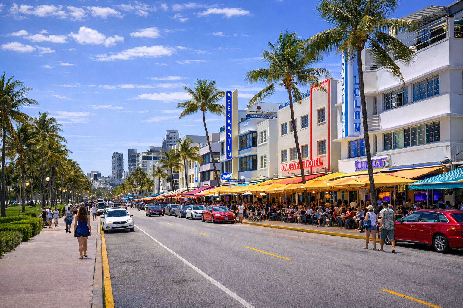 South Beach, Miami city skyline wallpaper at daytime, 1536x1024