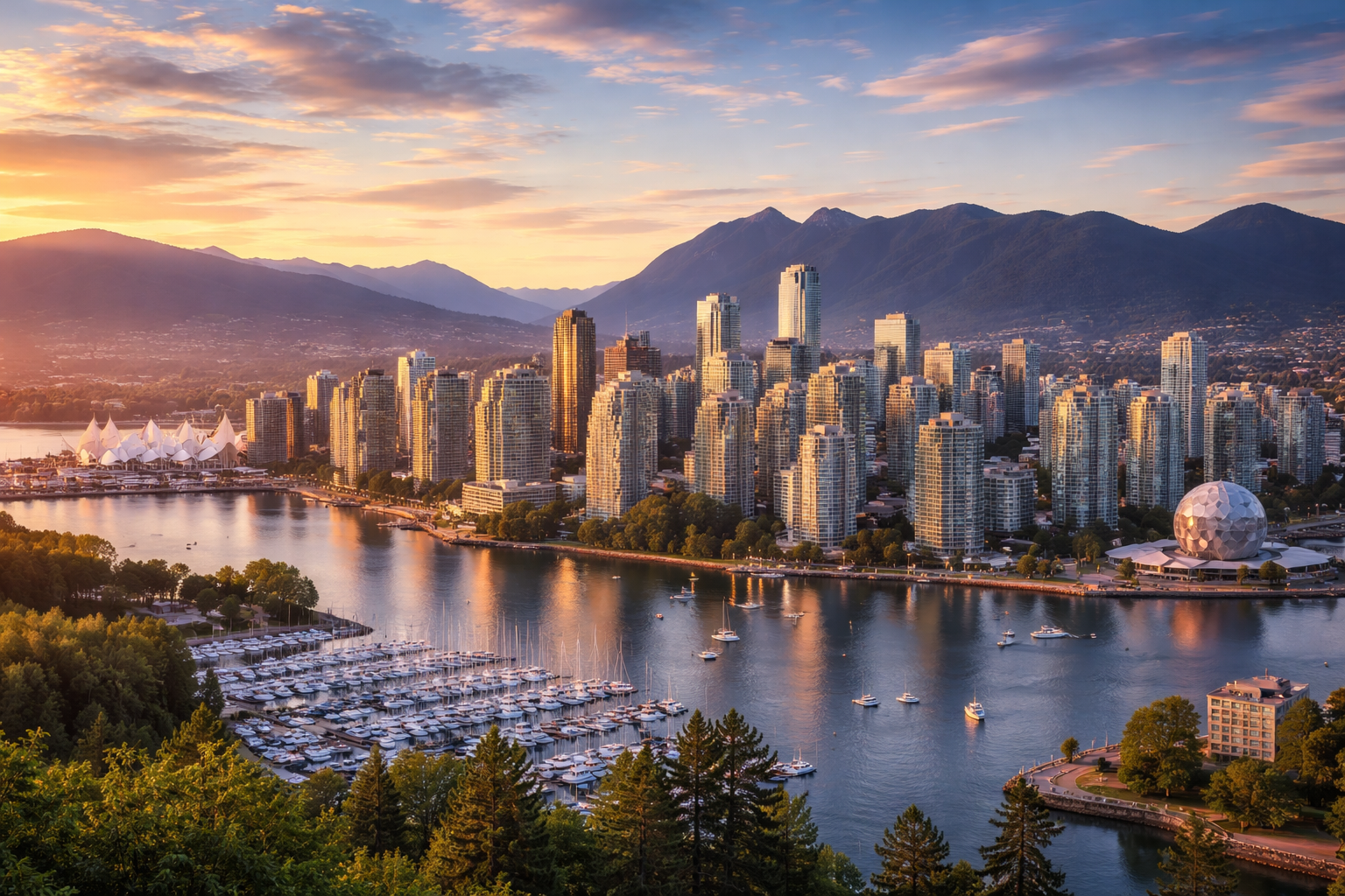 Vancouver, BC city skyline wallpaper, 1536x1024