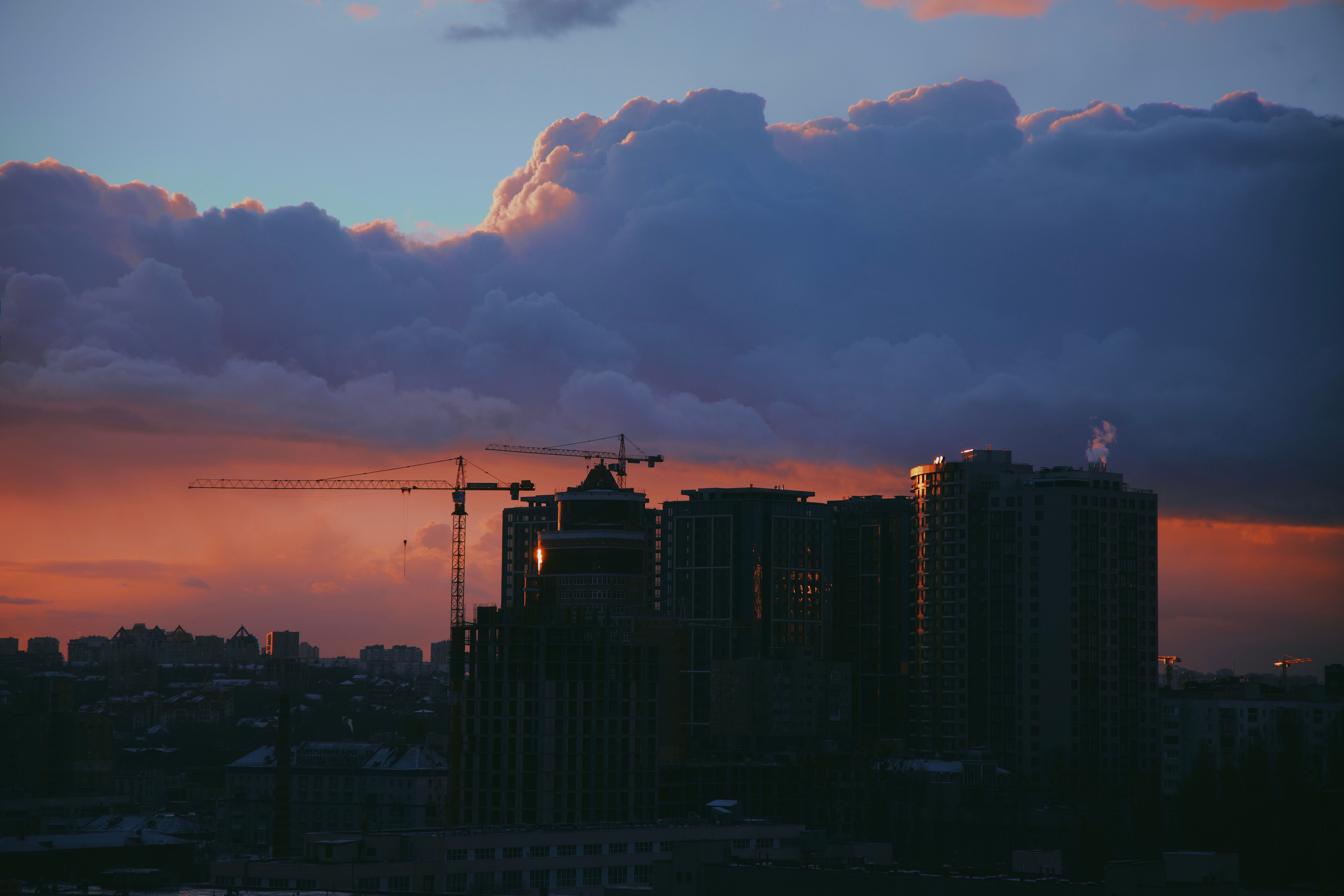 City Skyline Sunset city skyline wallpaper at sunset, 6720x4480