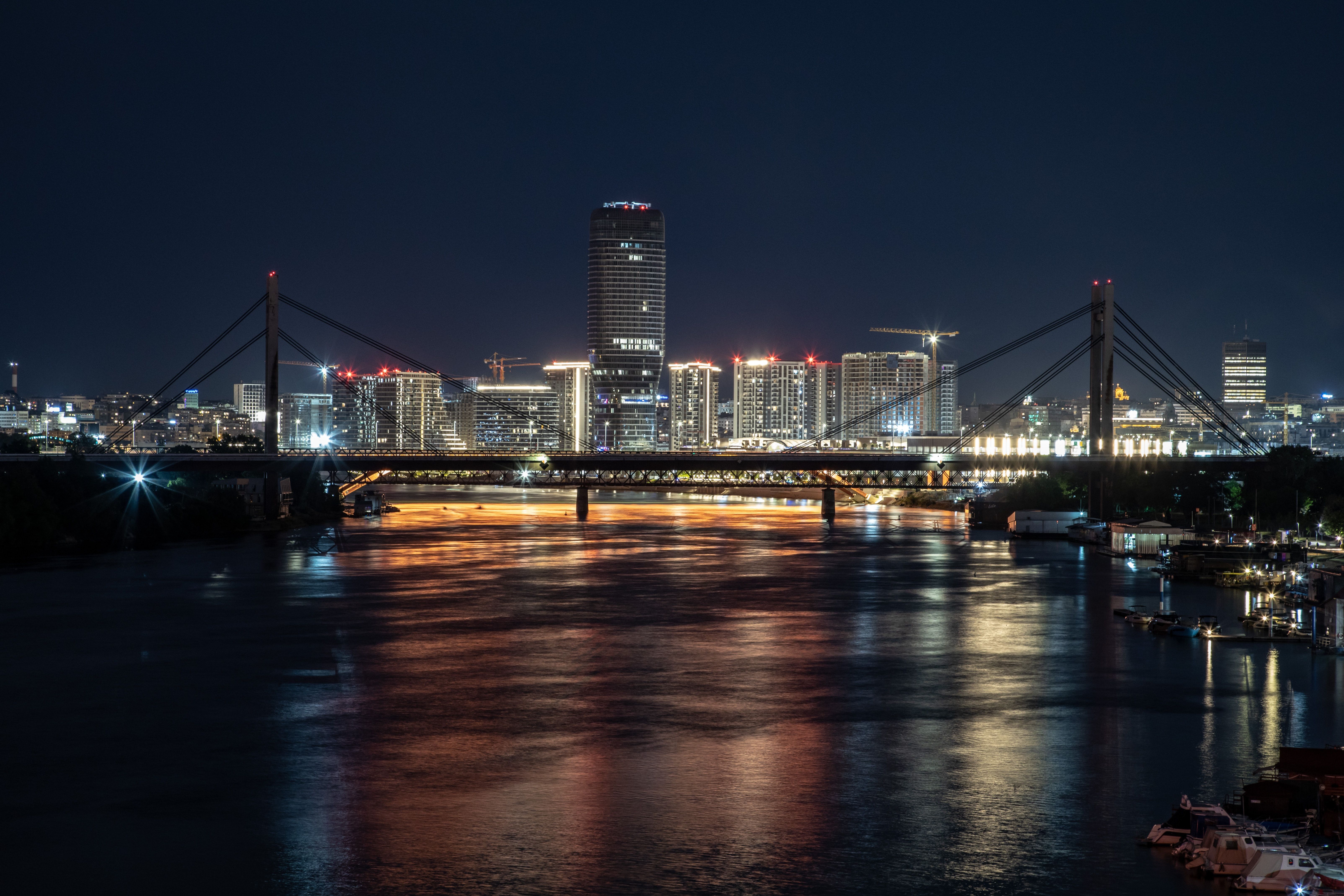 City Skyline Night city skyline wallpaper at sunset, 6417x4278