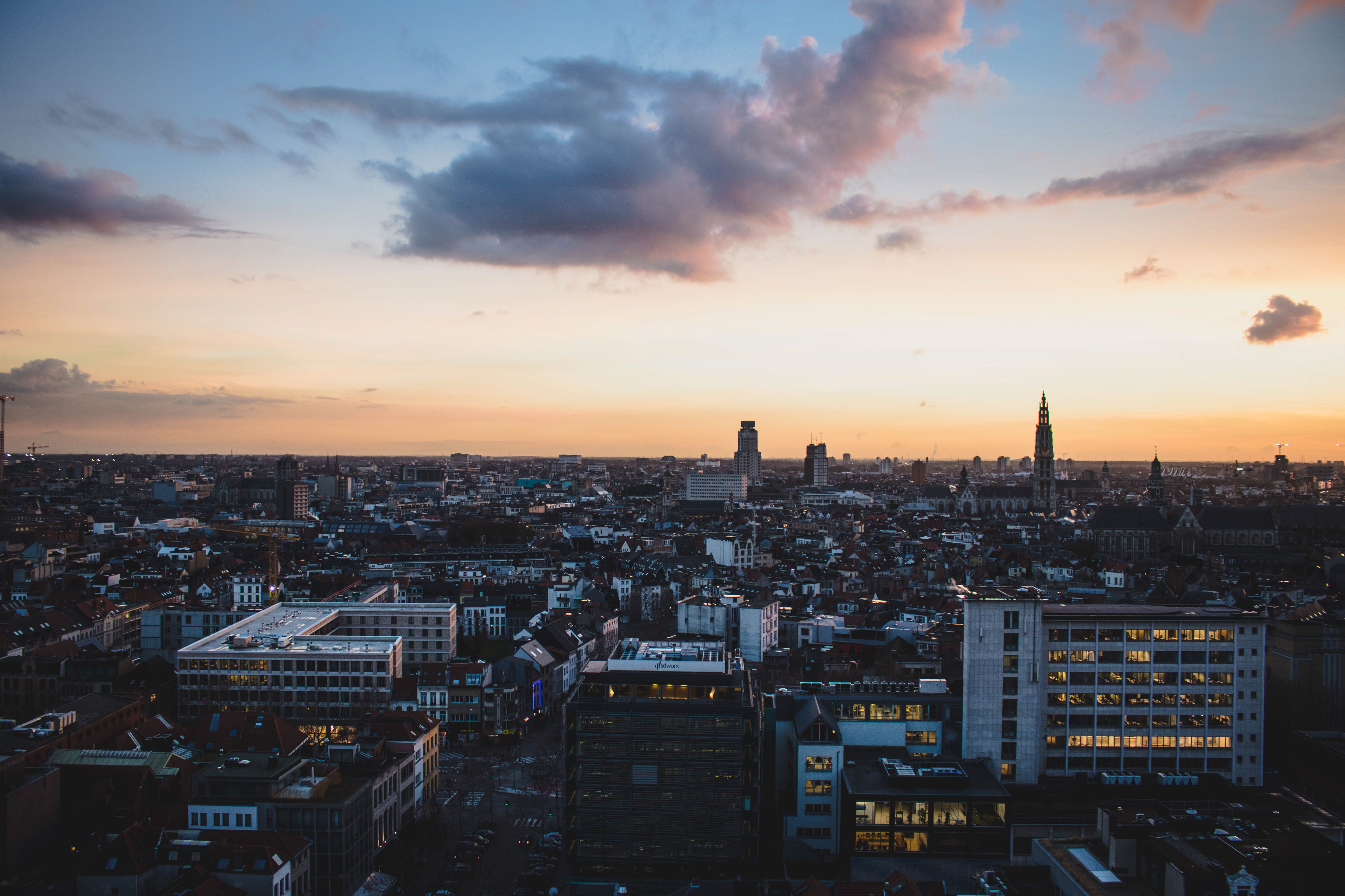 City Skyline Sunset city skyline wallpaper at sunset, 6000x4000