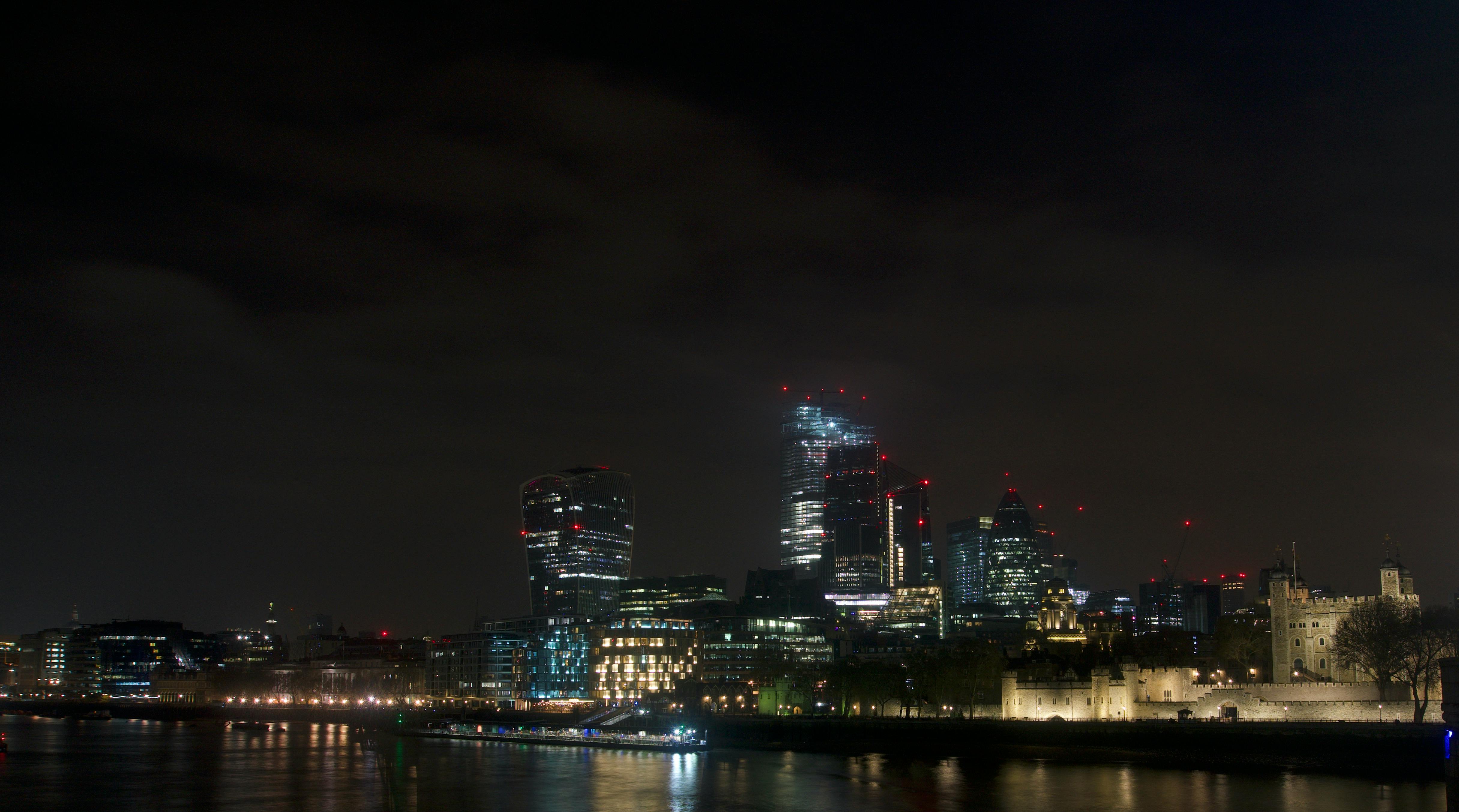 City Skyline Night city skyline wallpaper at sunset, 4862x2707