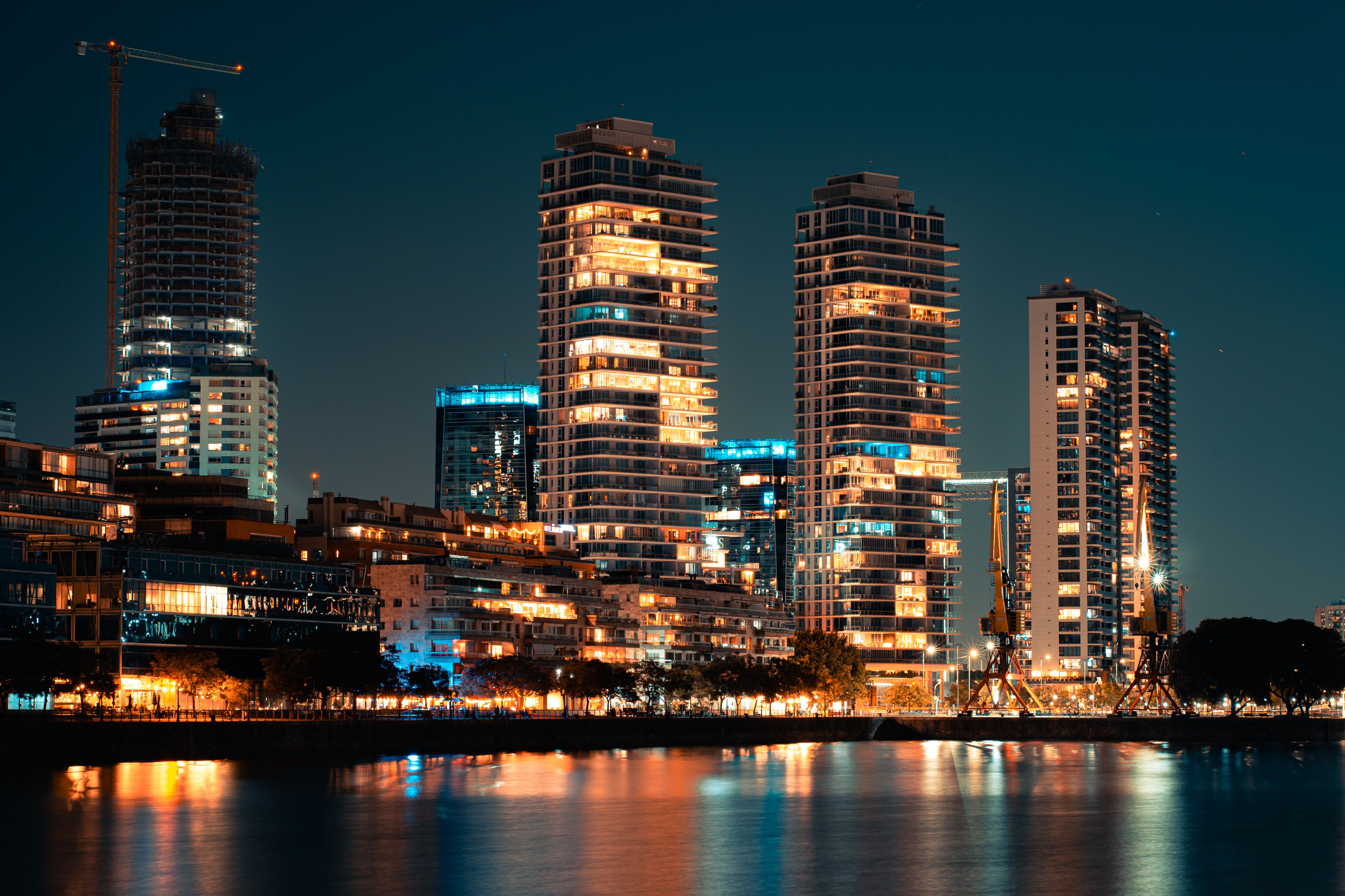 City Skyline Night city skyline wallpaper at sunset, 5823x3882