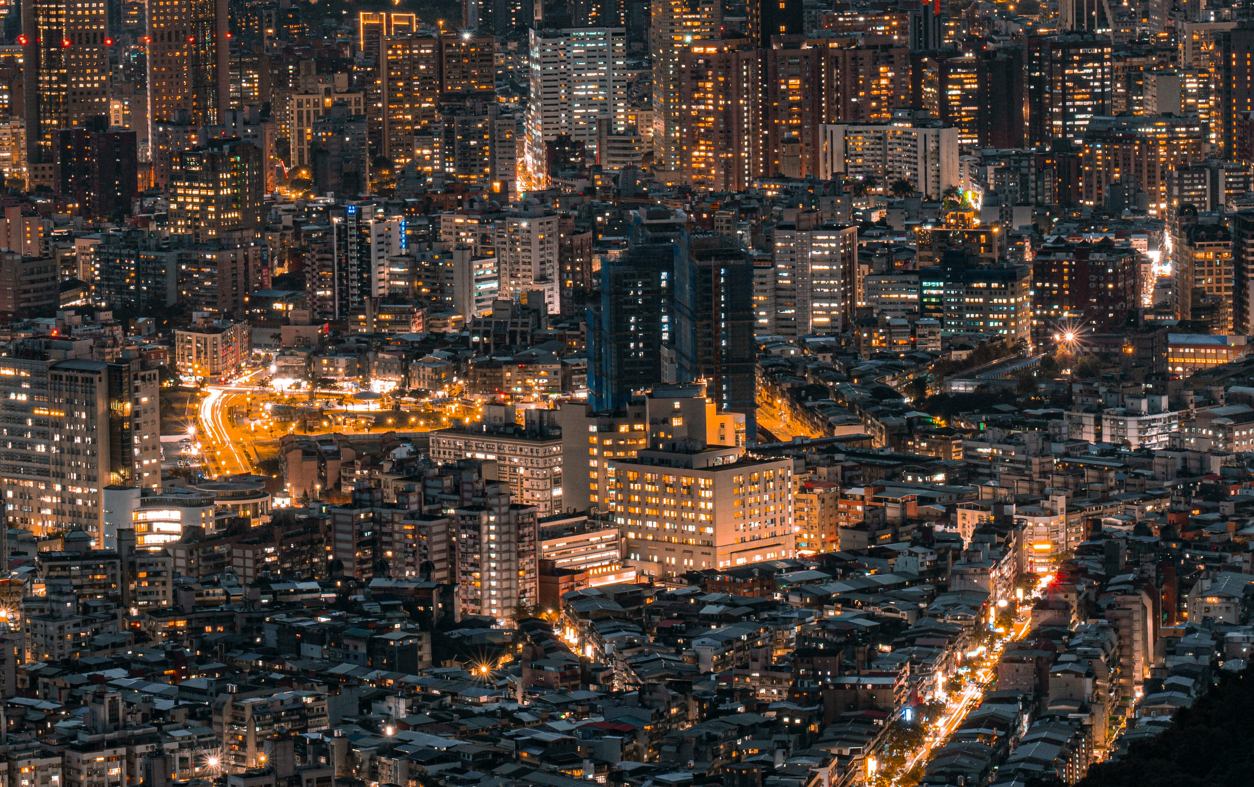 City Aerial View city skyline wallpaper, 4220x2649