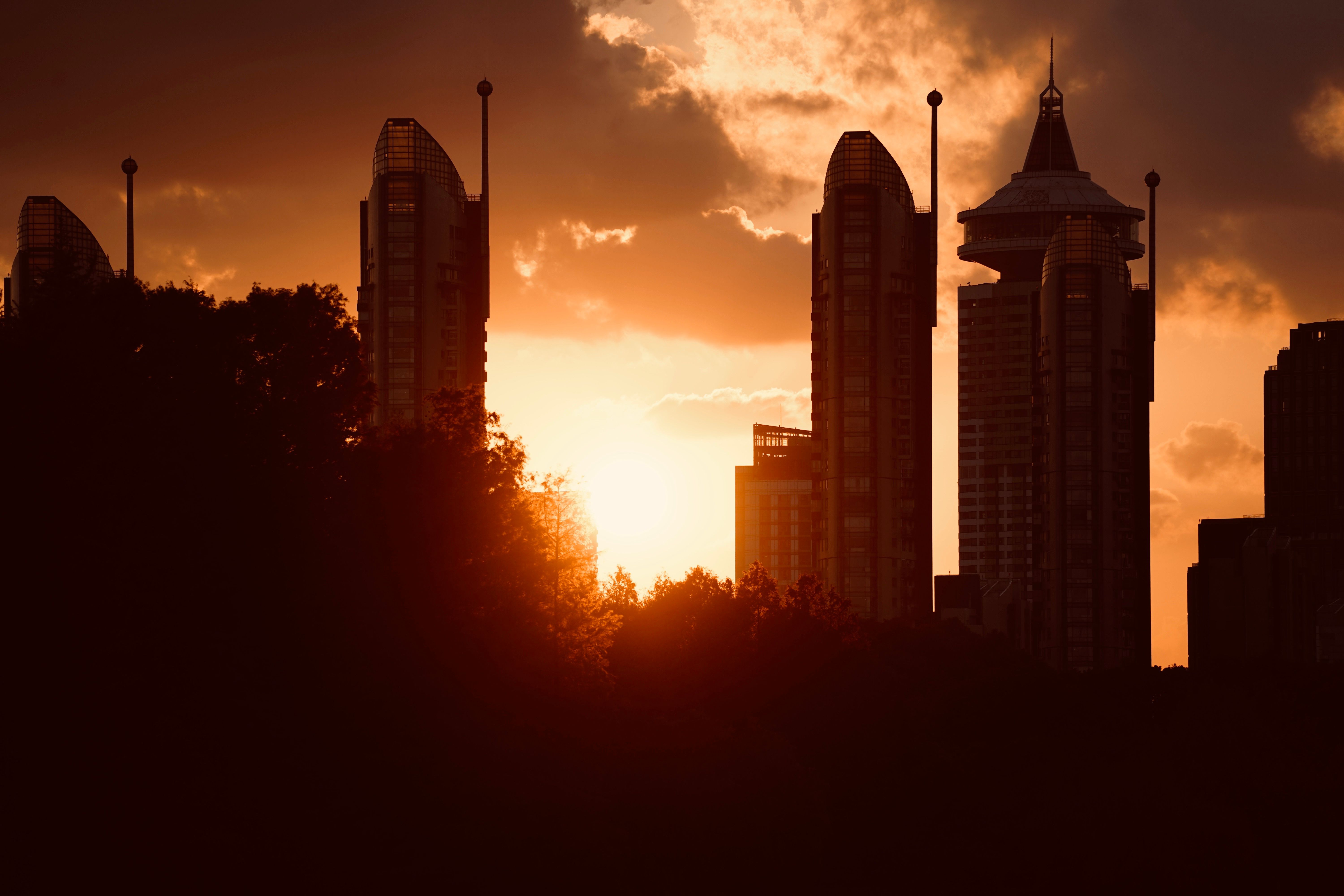 City Skyline Sunset city skyline wallpaper at sunset, 6000x4000