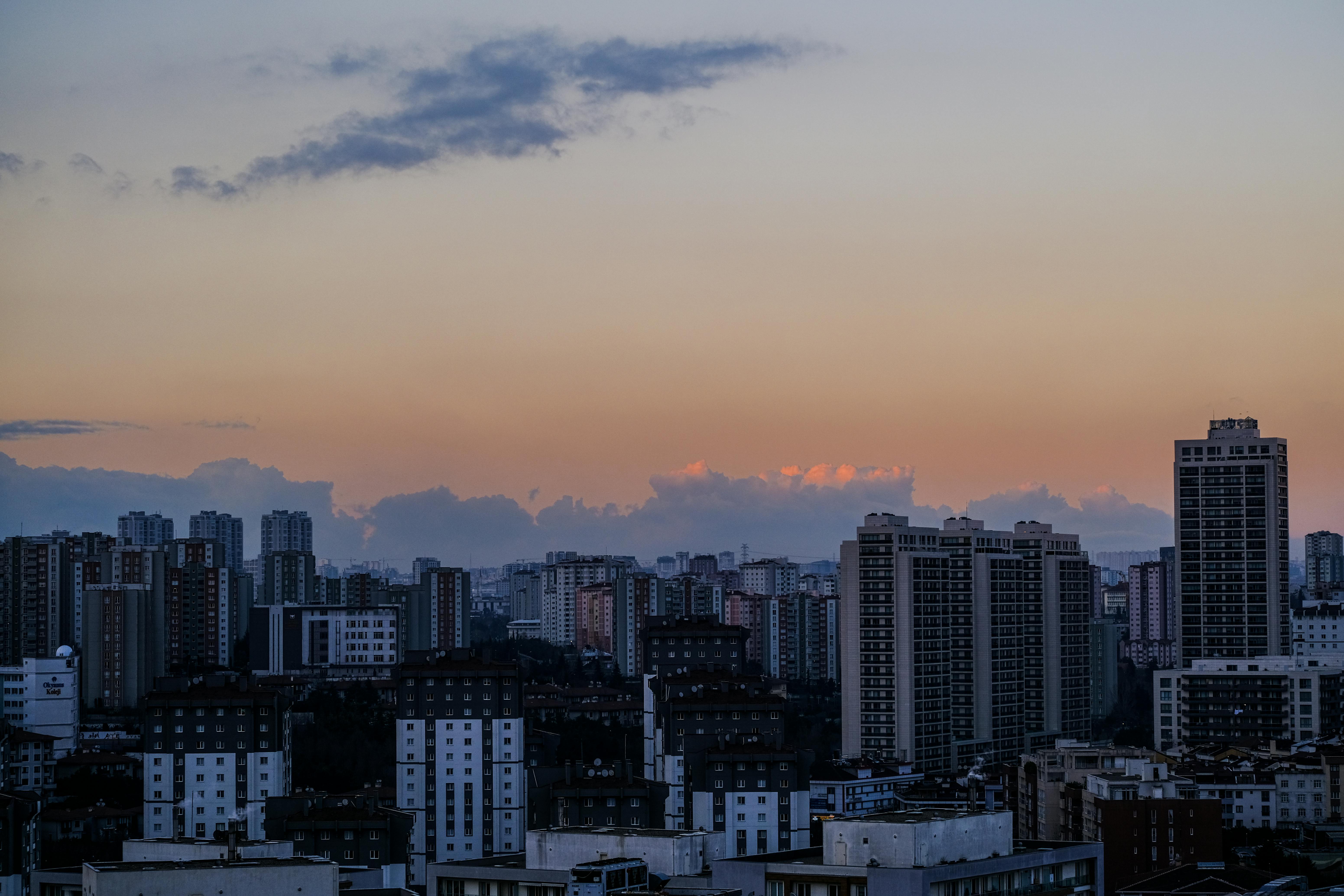 City Skyline Sunset city skyline wallpaper at sunset, 6205x4137