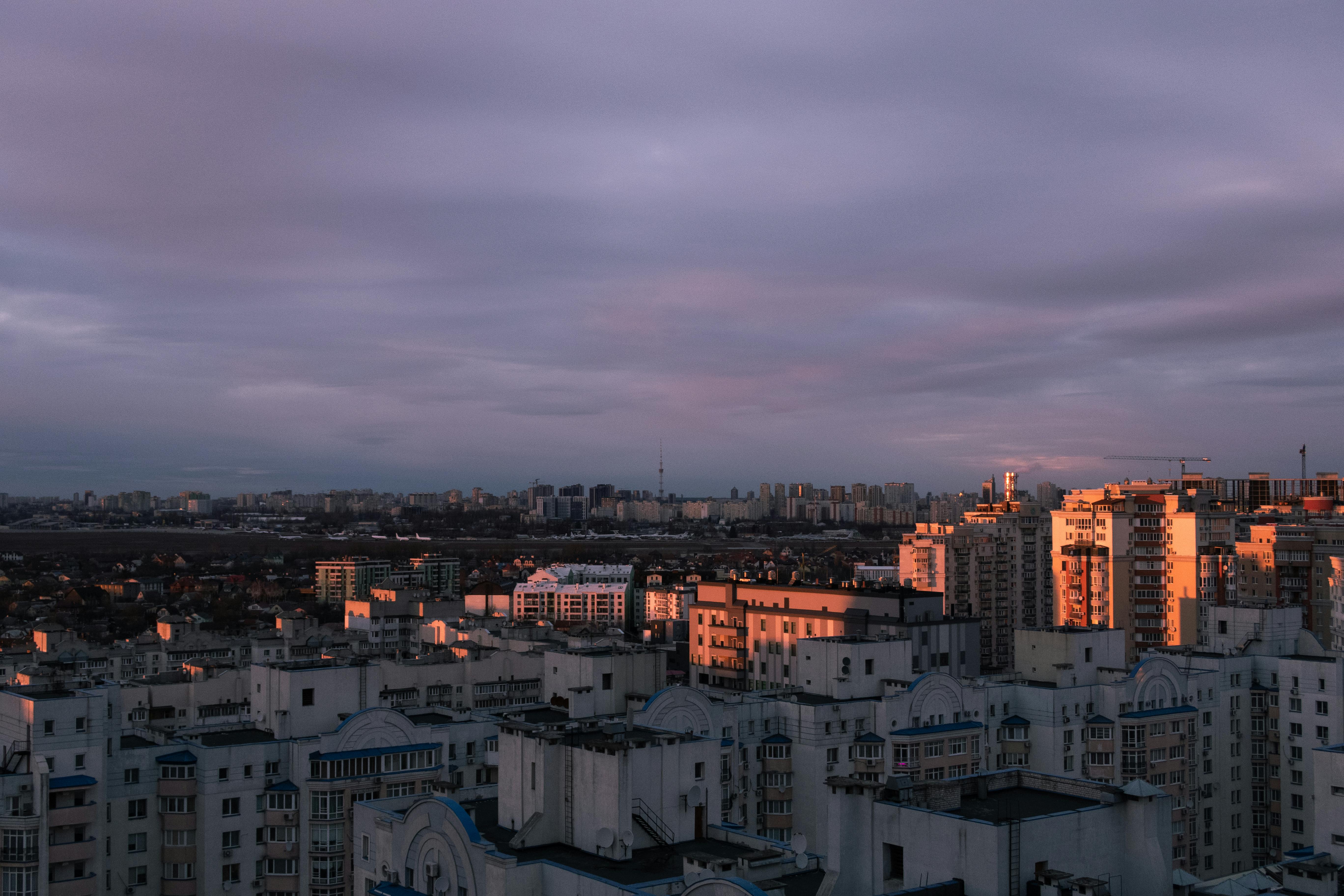 City Skyline Sunset city skyline wallpaper at sunset, 5472x3648