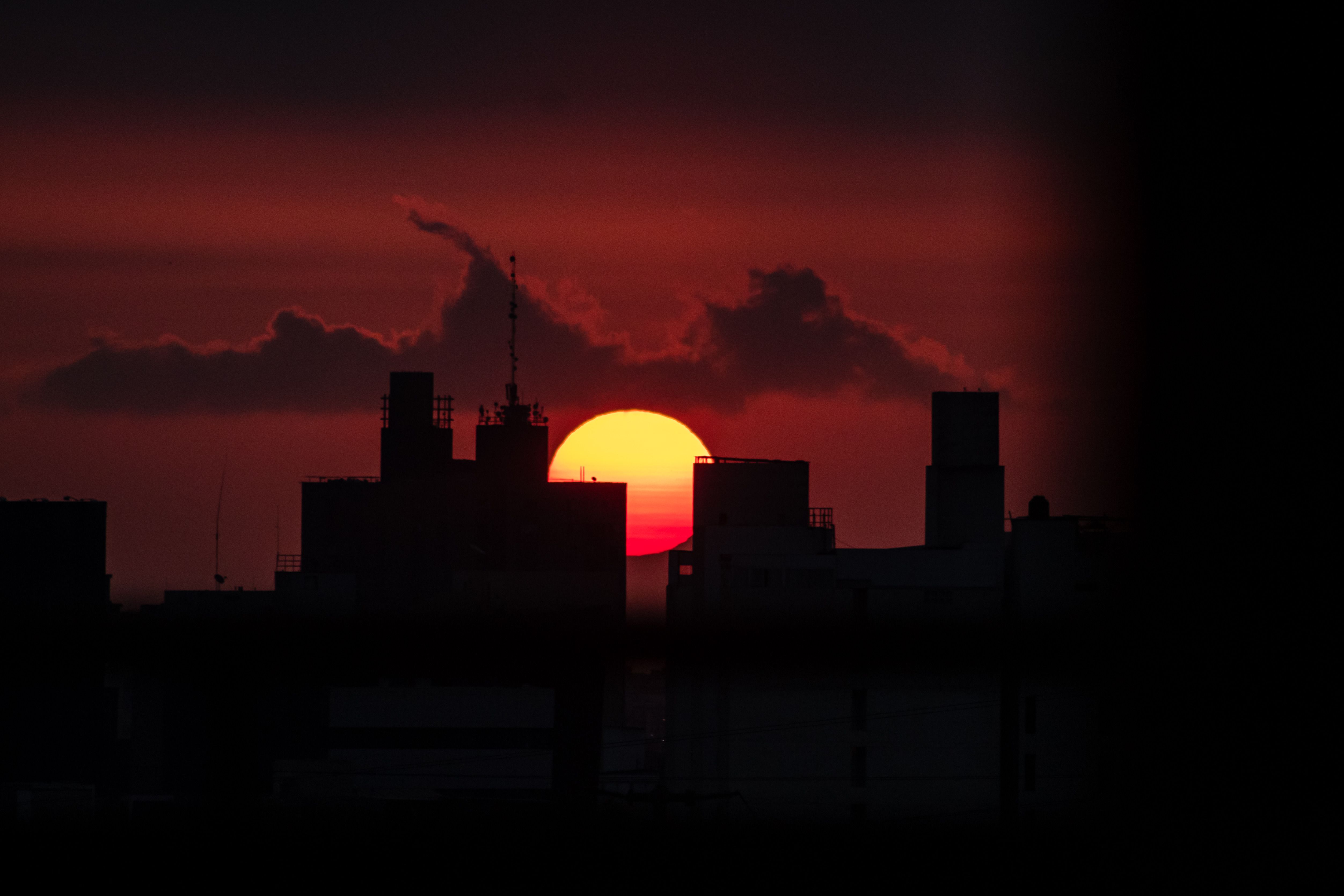 Urban Cityscape Sunset city skyline wallpaper at sunset, 5008x3339