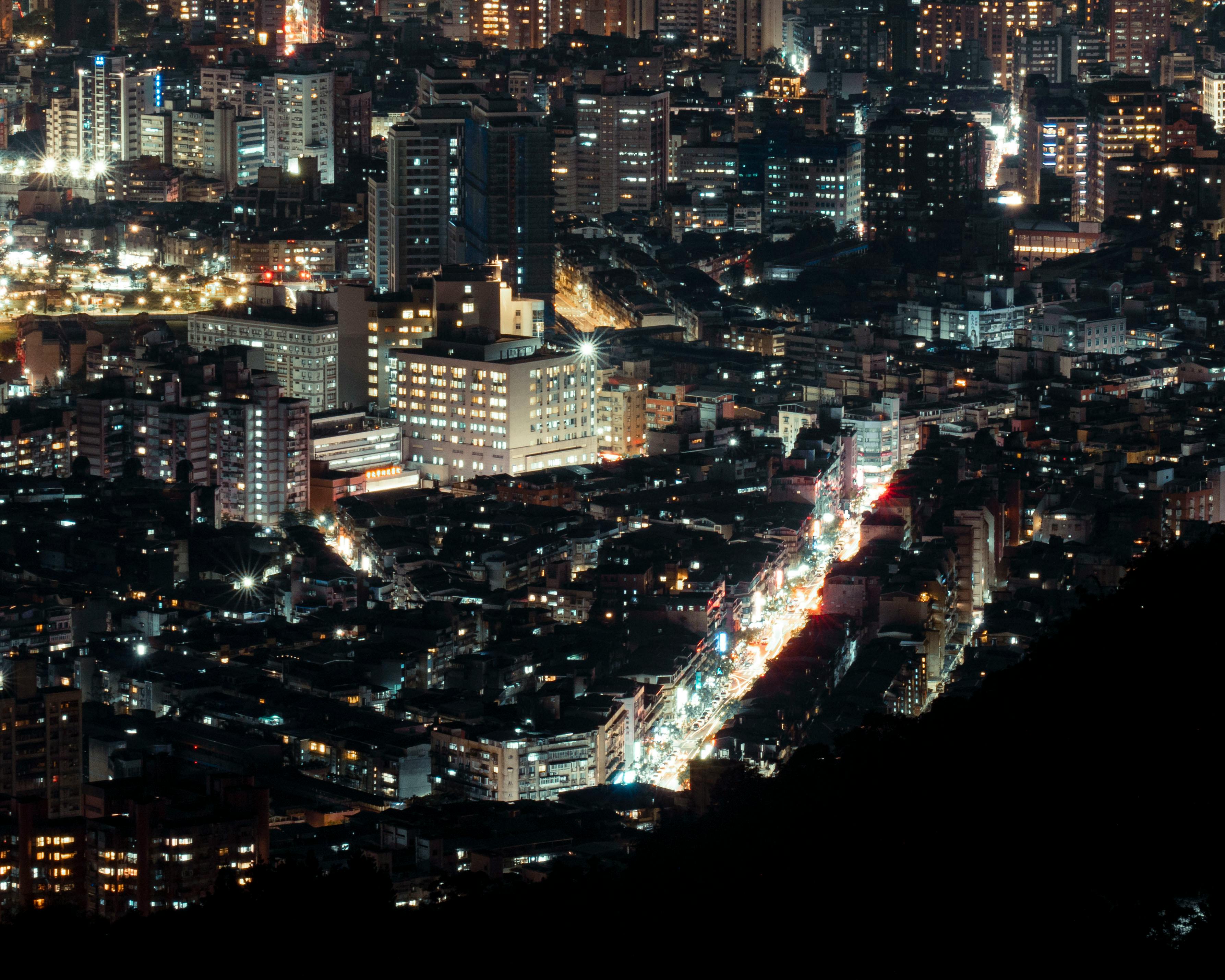 City Skyline Night city skyline wallpaper at sunset, 3573x2858
