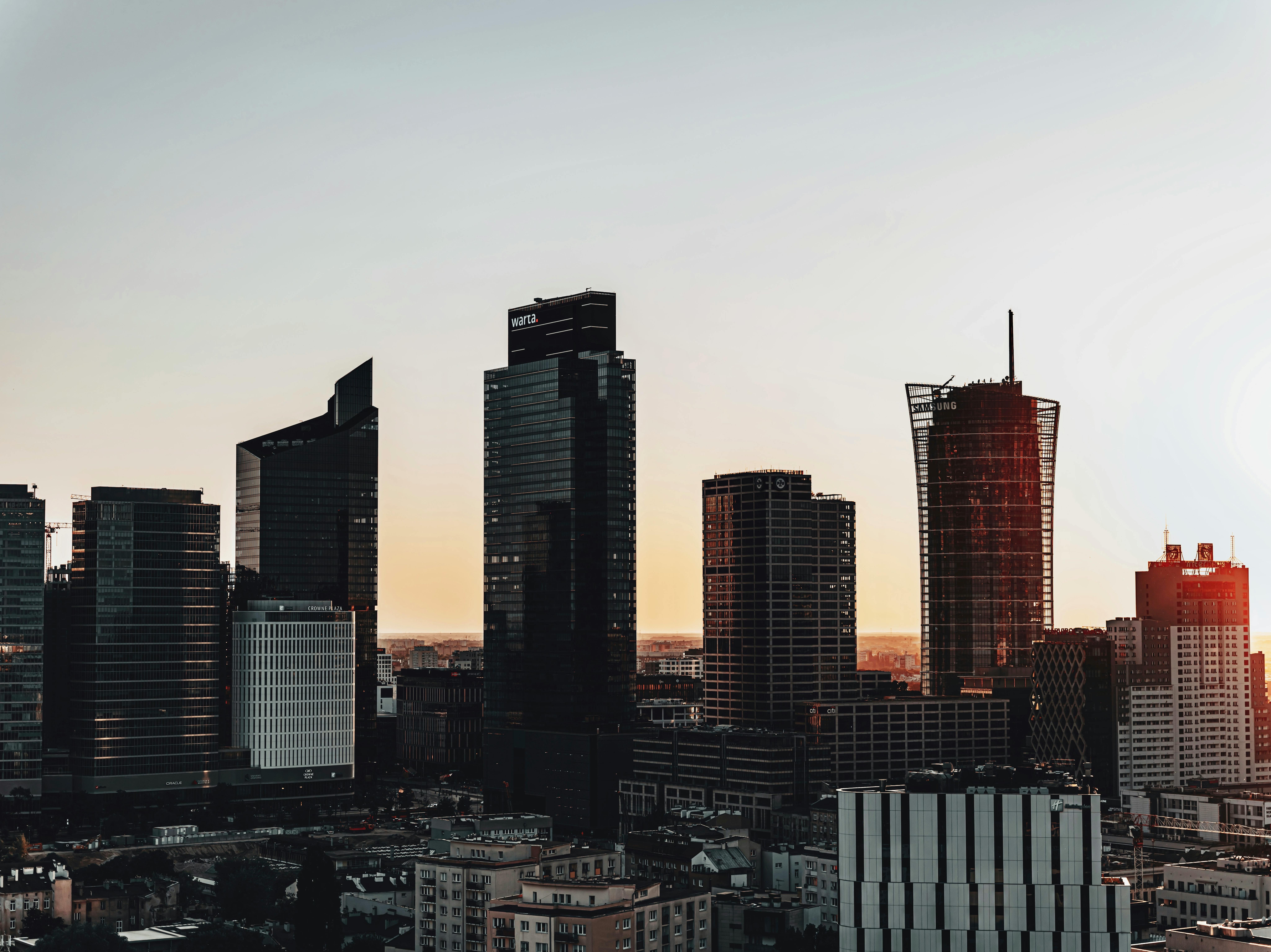 City Skyline Sunset city skyline wallpaper at sunset, 8192x6140