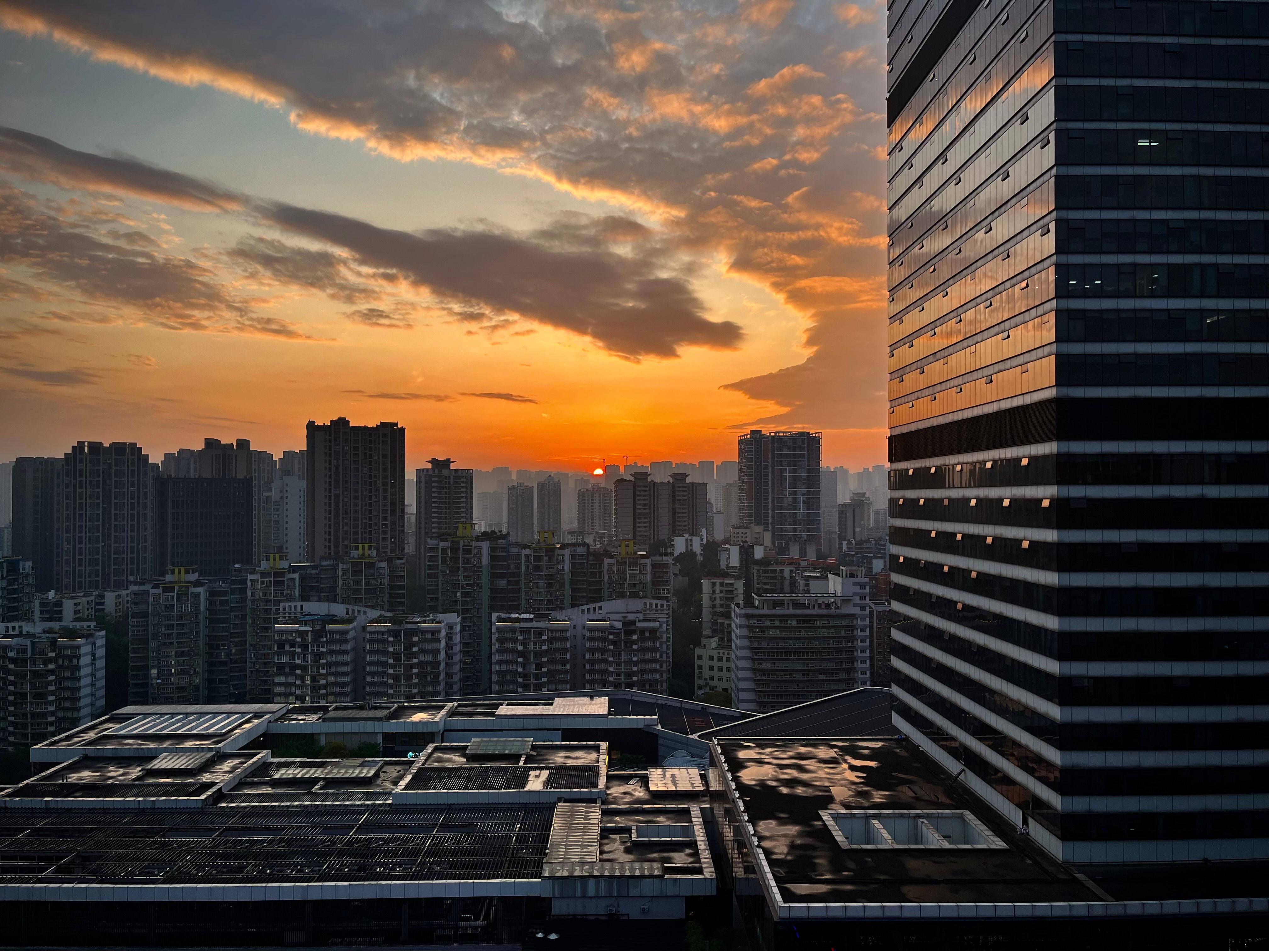 Urban Cityscape Sunset city skyline wallpaper at sunset, 4032x3024