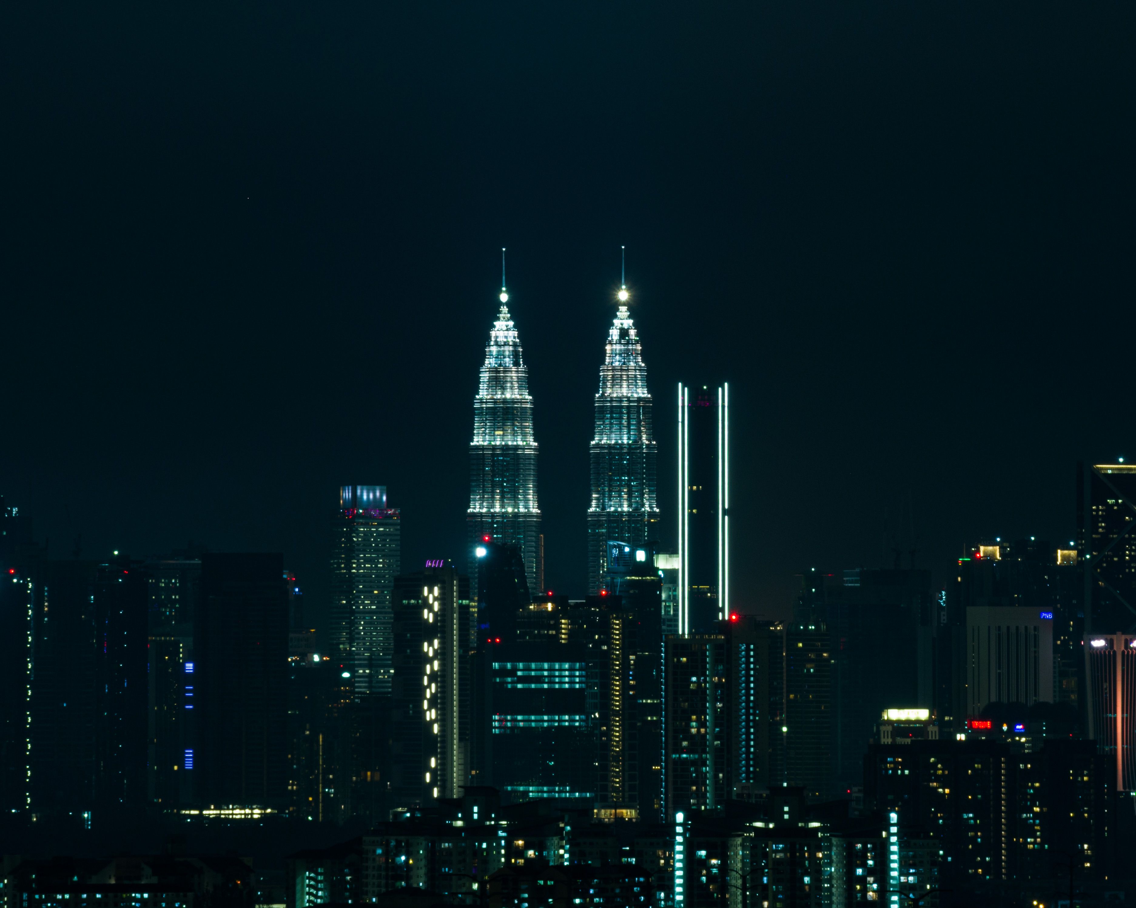 City Skyline Night city skyline wallpaper at sunset, 3746x2997