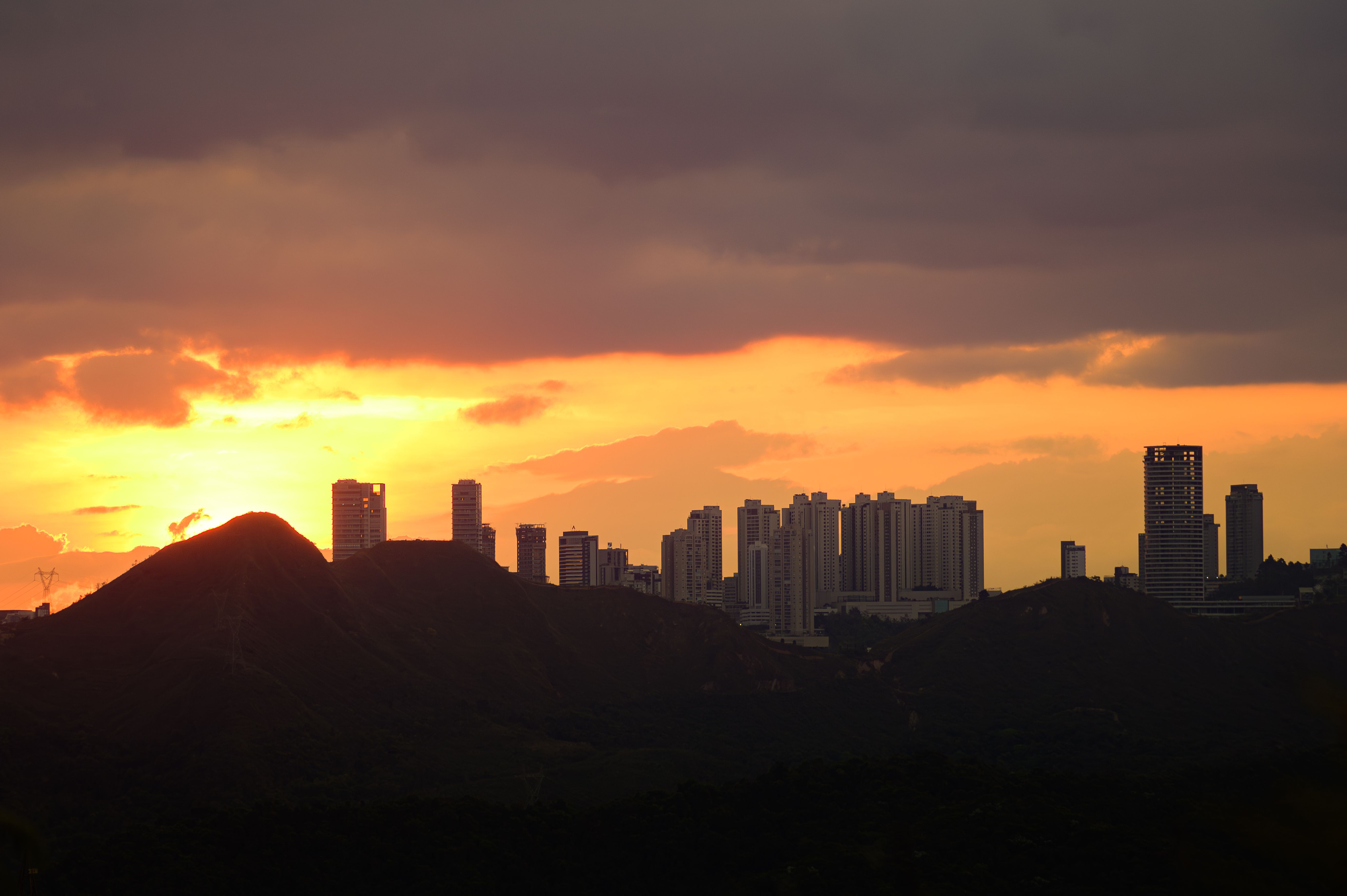 Urban Cityscape Sunset city skyline wallpaper at sunset, 5251x3494