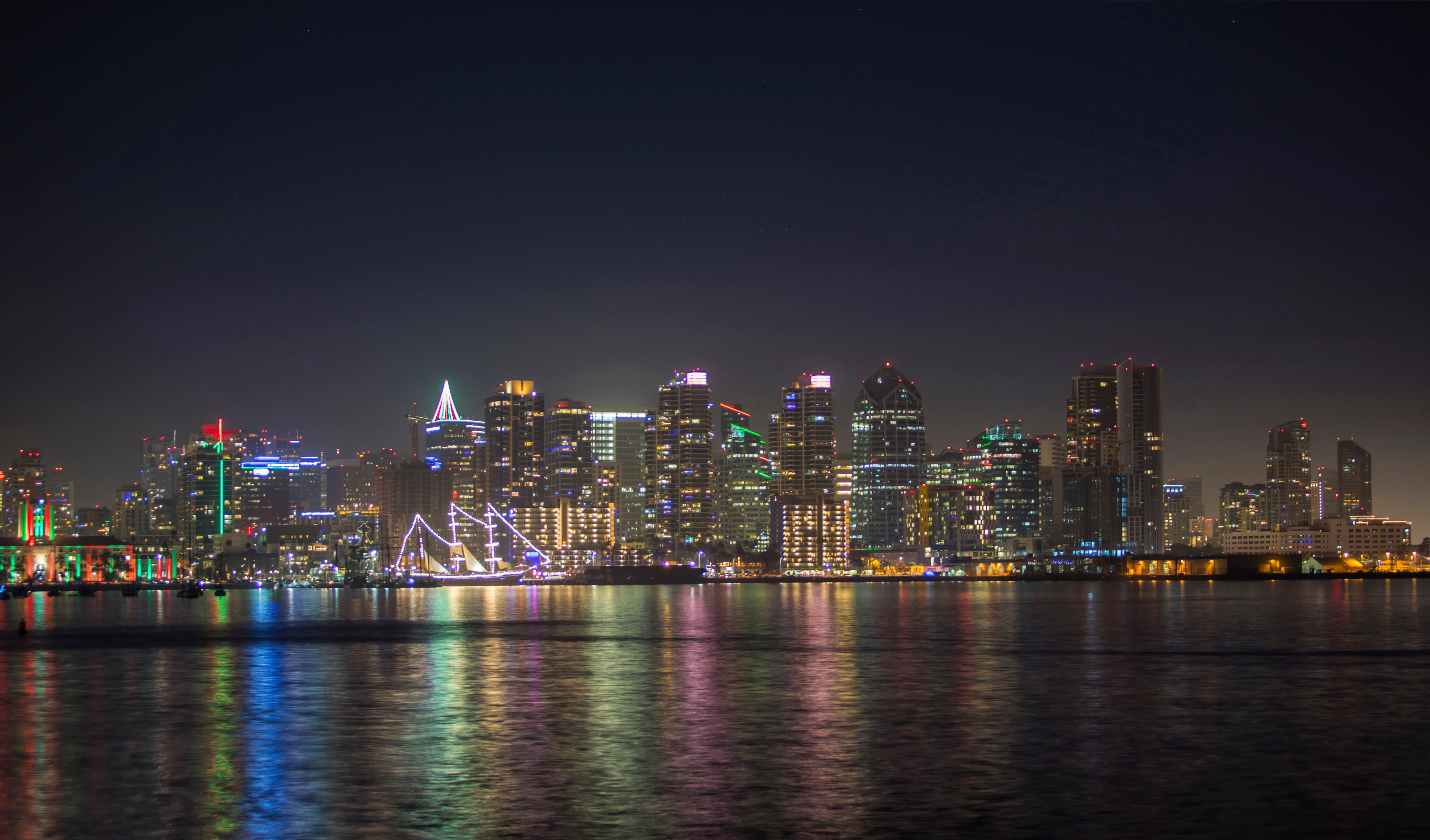 City Skyline Night city skyline wallpaper at sunset, 6720x3950