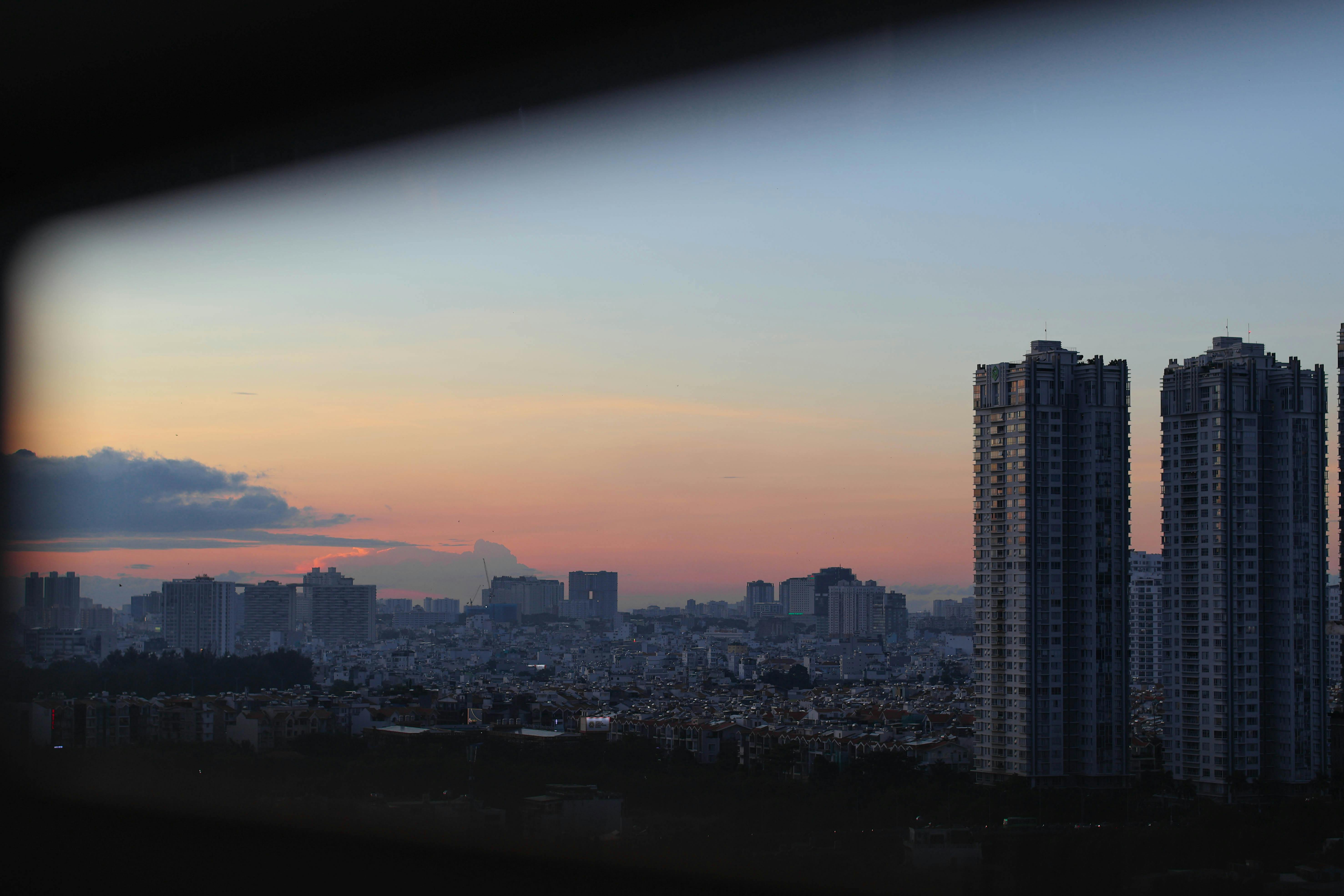 Urban Cityscape Sunset city skyline wallpaper at sunset, 5908x3939
