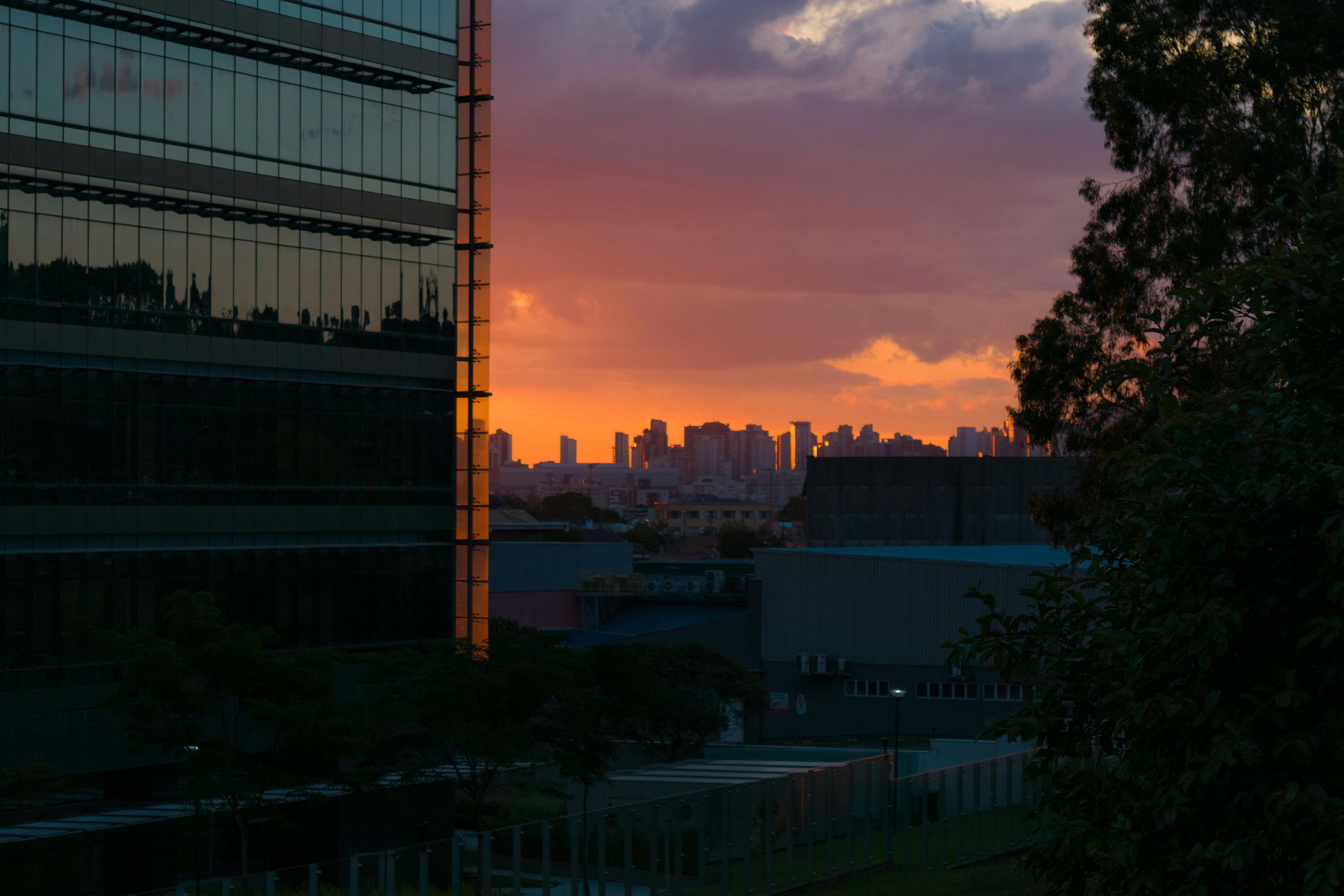 Urban Cityscape Sunset city skyline wallpaper at sunset, 4421x2948