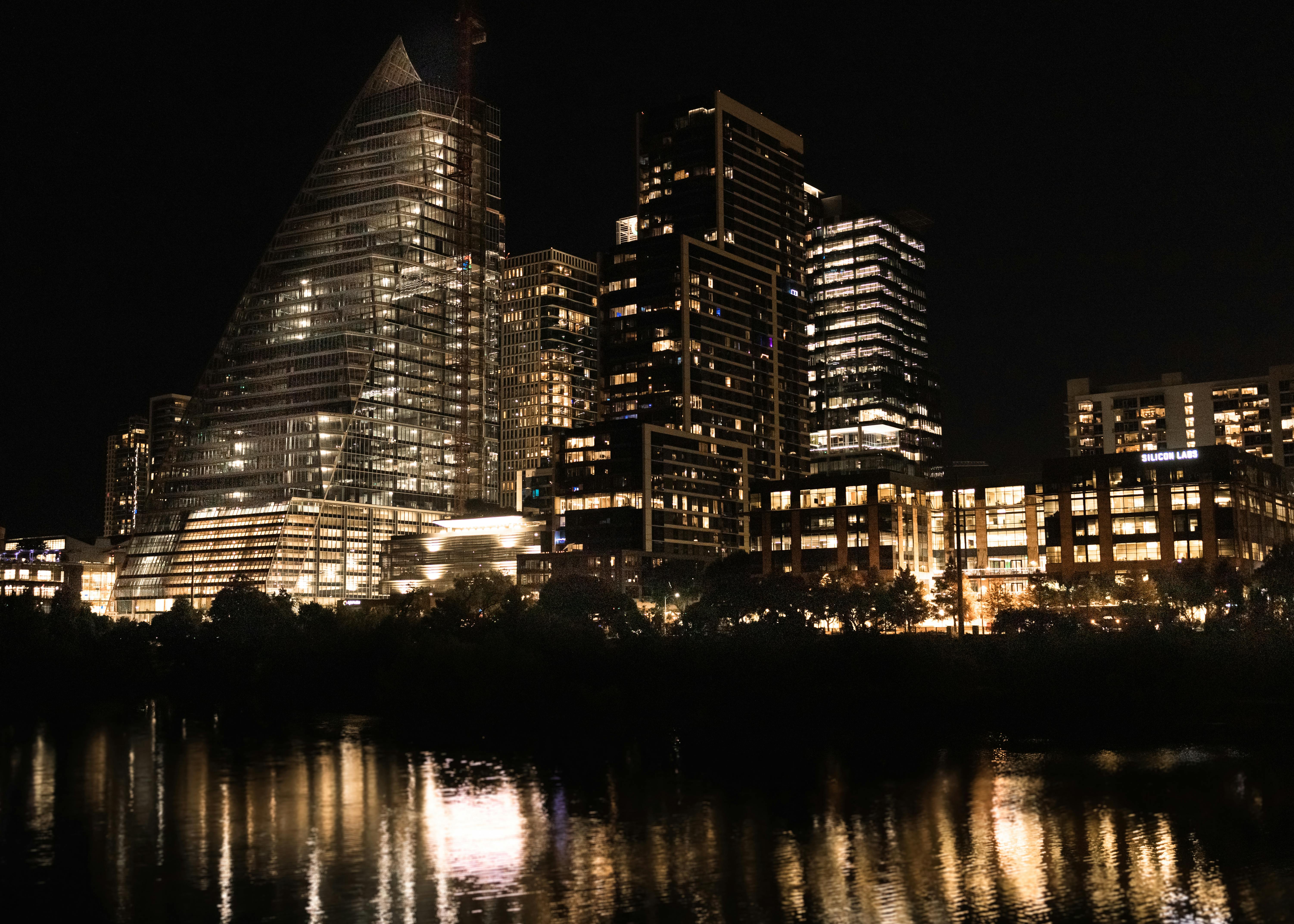 City Skyline Night city skyline wallpaper at sunset, 6007x4291