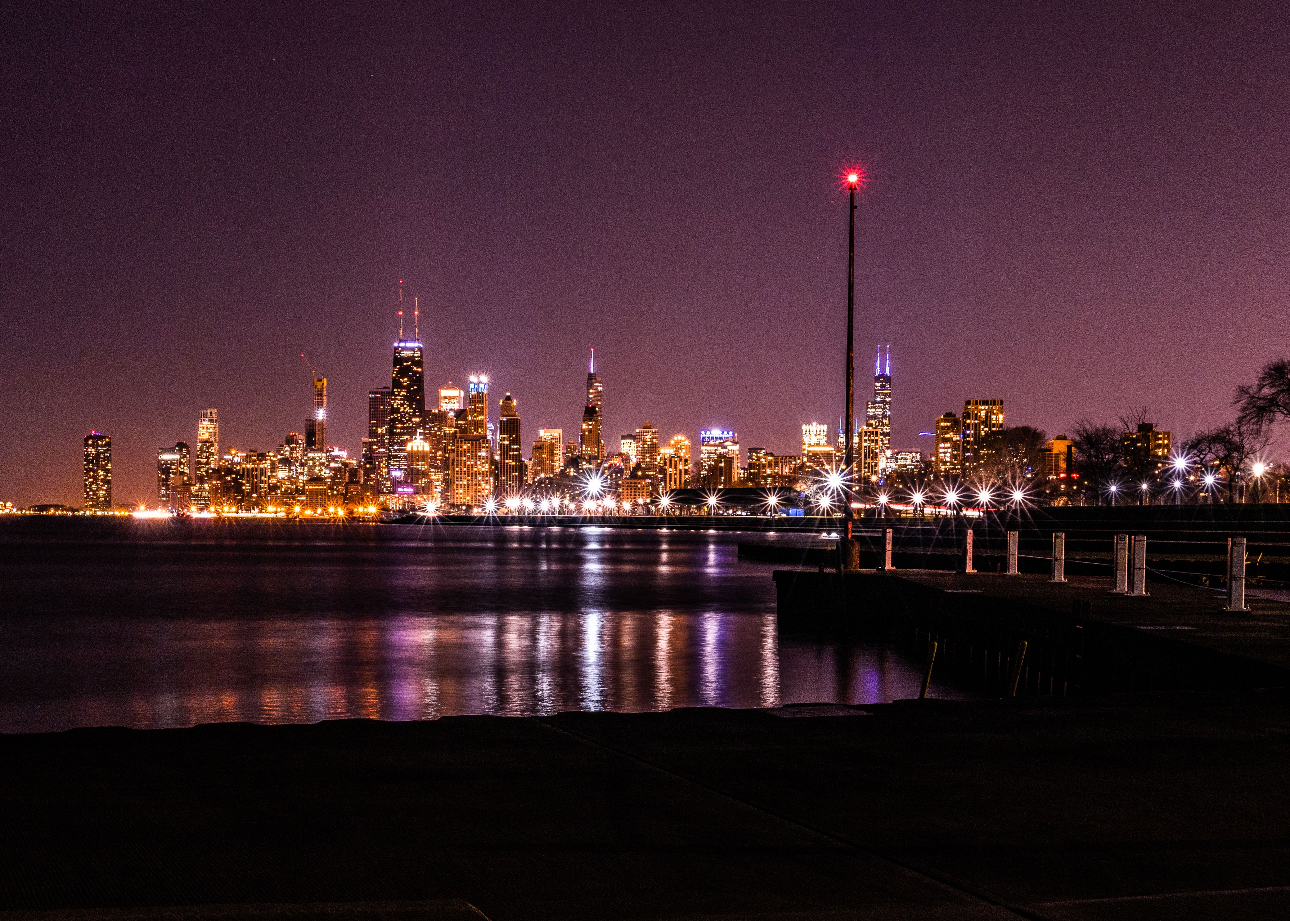 City Skyline Night city skyline wallpaper at sunset, 4157x2969