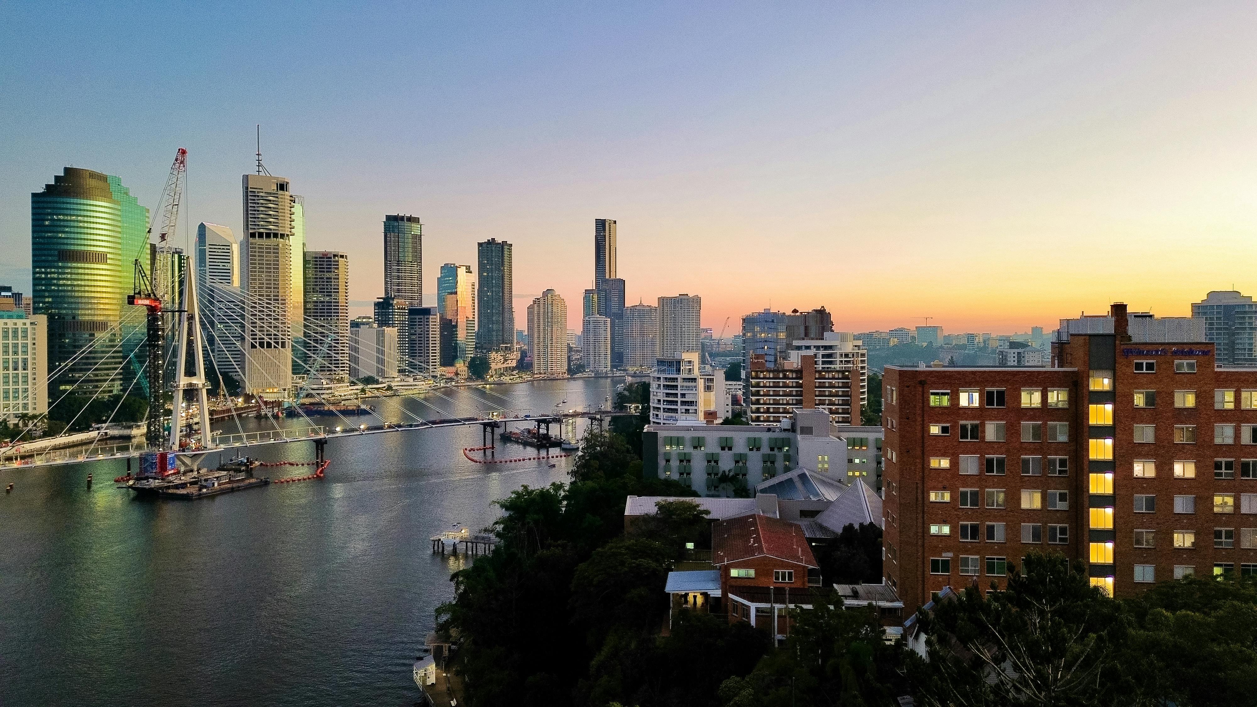 City Skyline Sunset city skyline wallpaper at sunset, 4000x2250