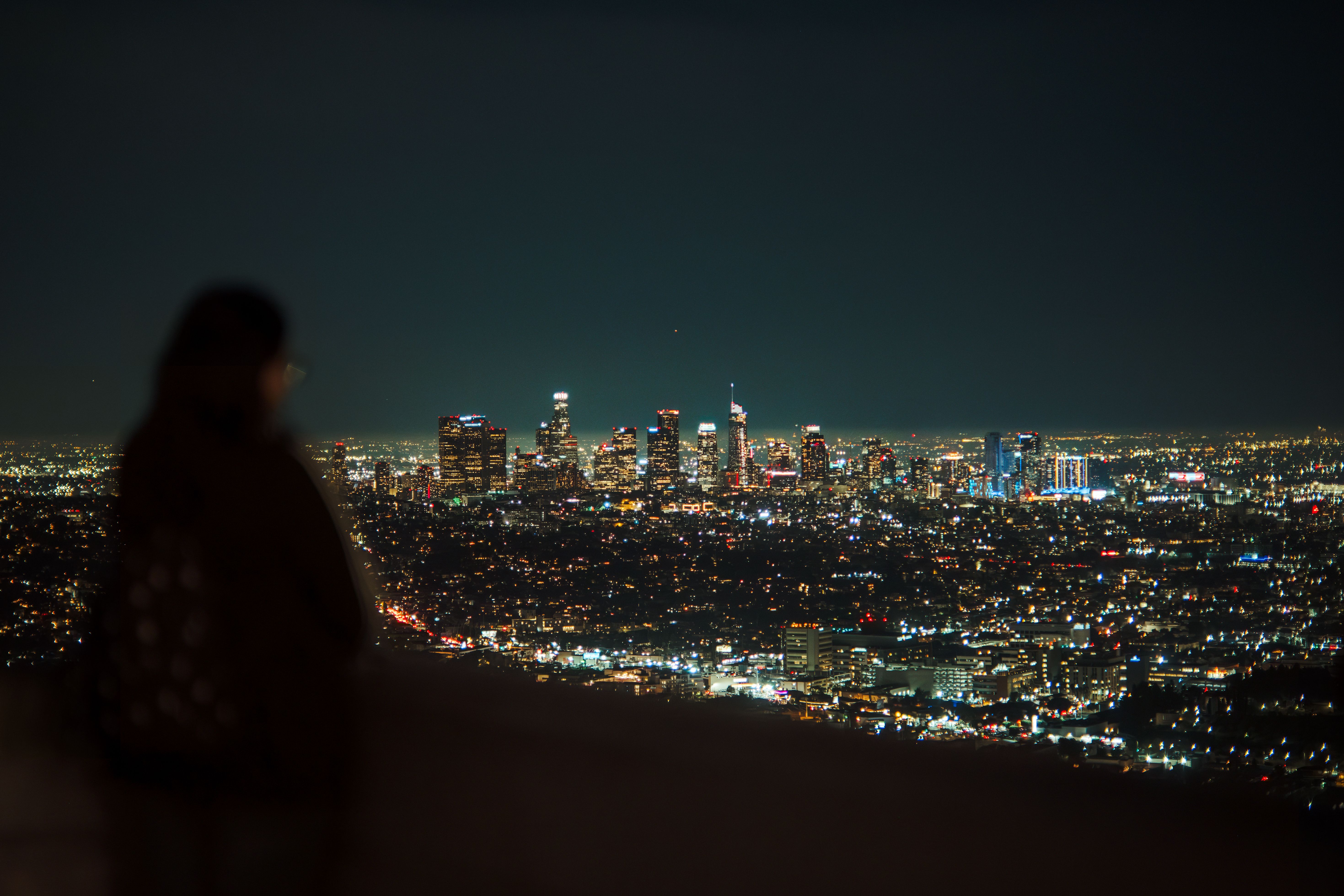Los Angeles, CA city skyline wallpaper, 5877x3918