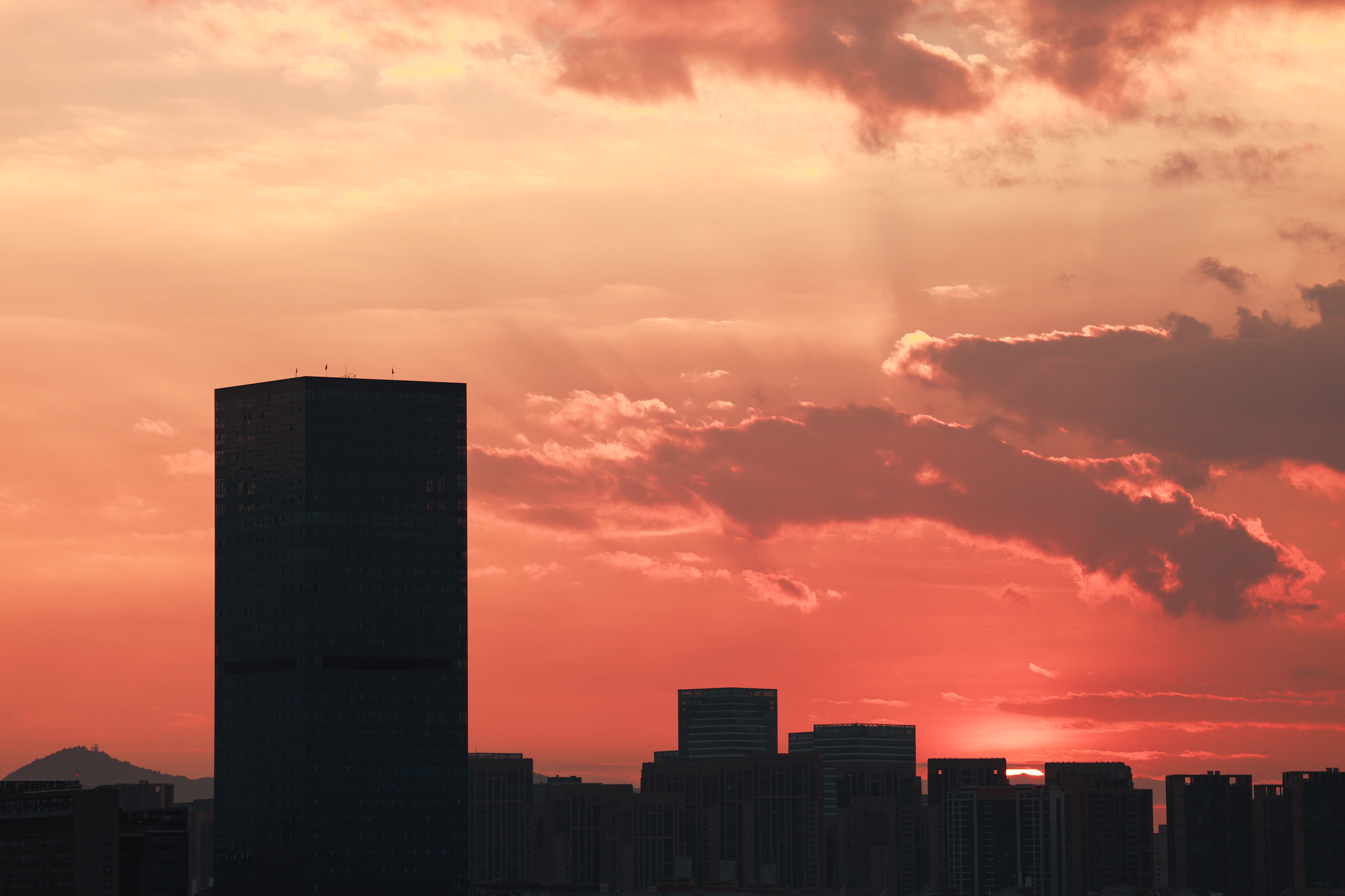 Urban Cityscape Sunset city skyline wallpaper at sunset, 6000x4000
