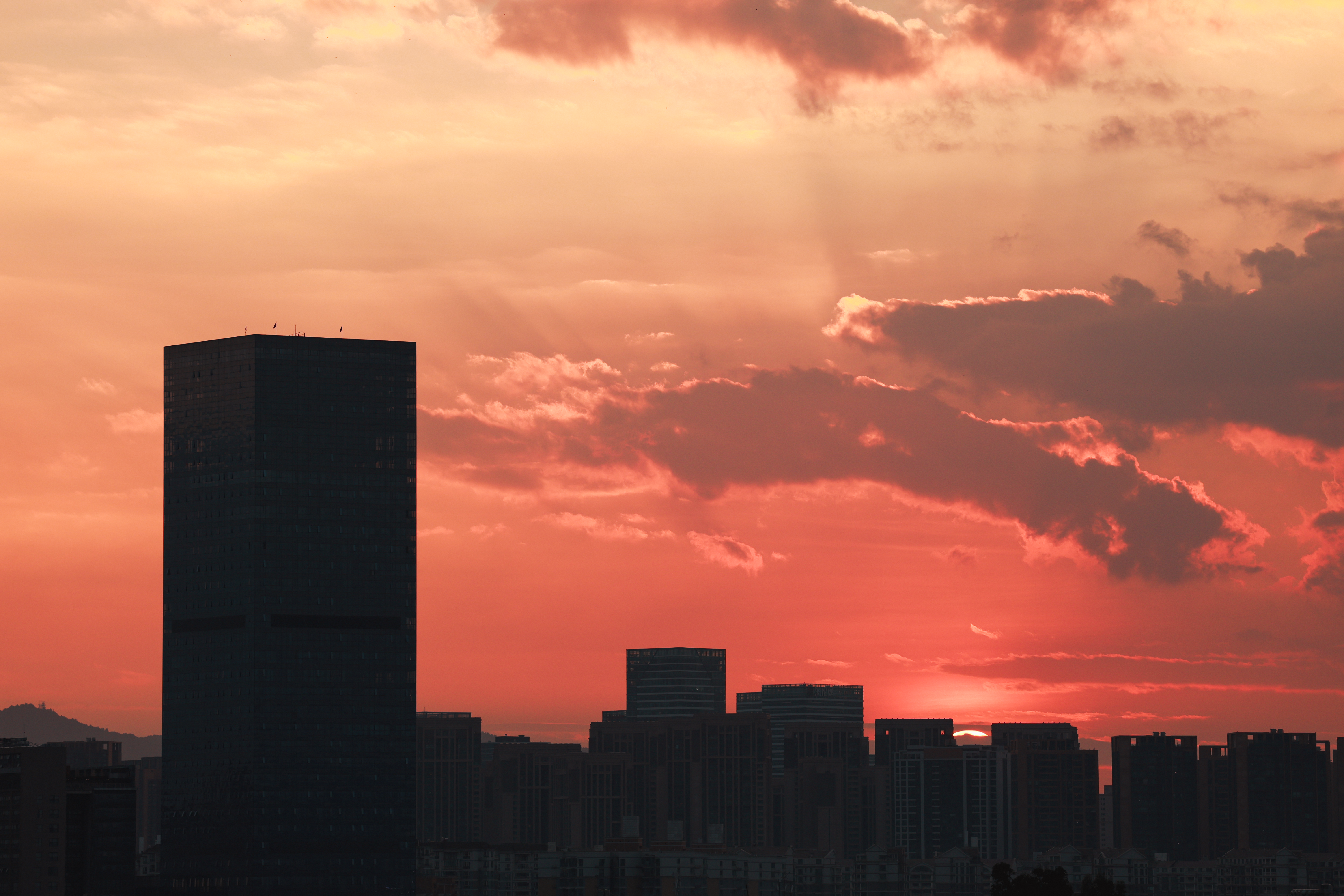 City Skyline Sunset city skyline wallpaper at sunset, 6000x4000