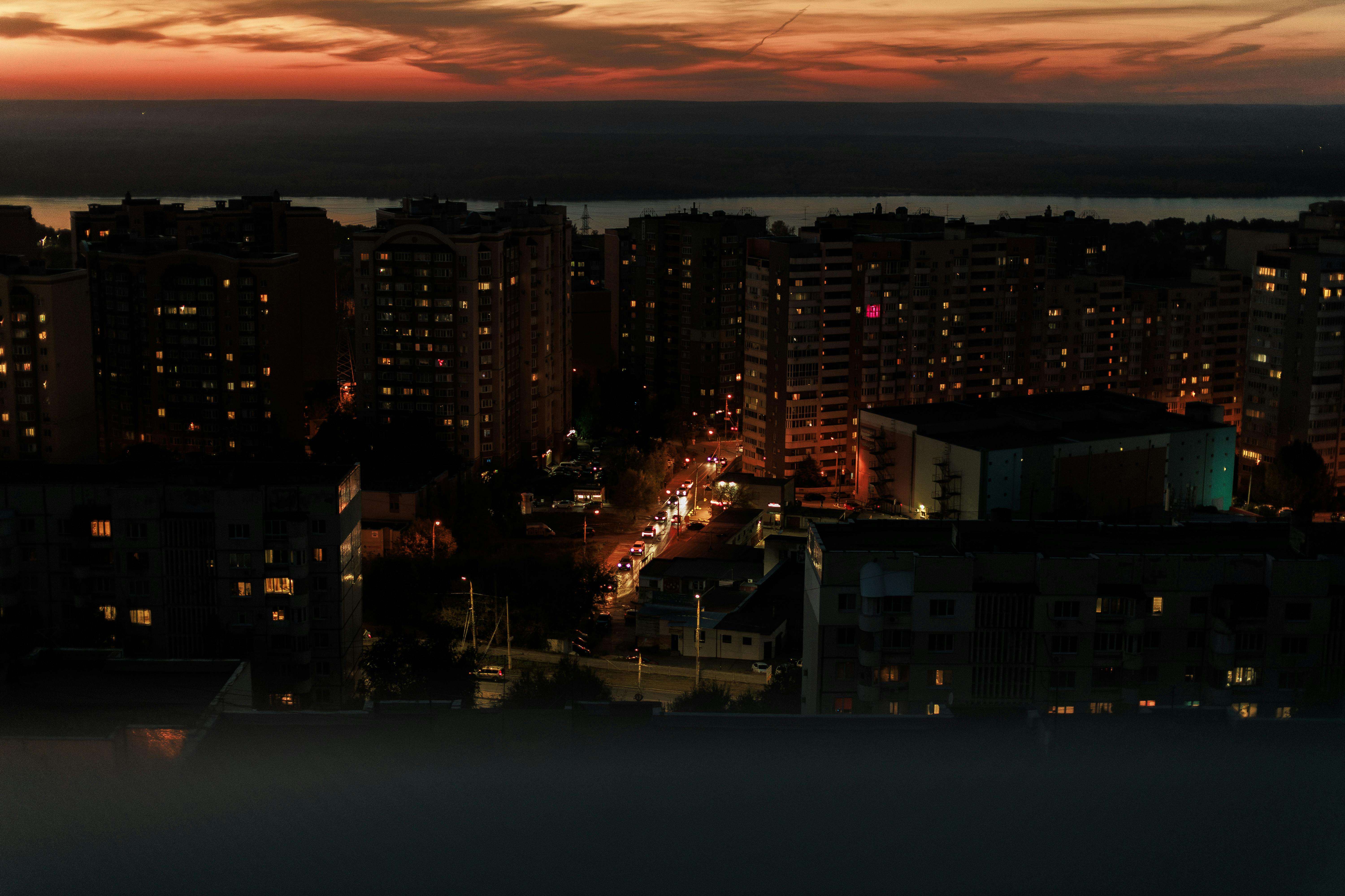 Urban Cityscape Sunset city skyline wallpaper at sunset, 6000x4000