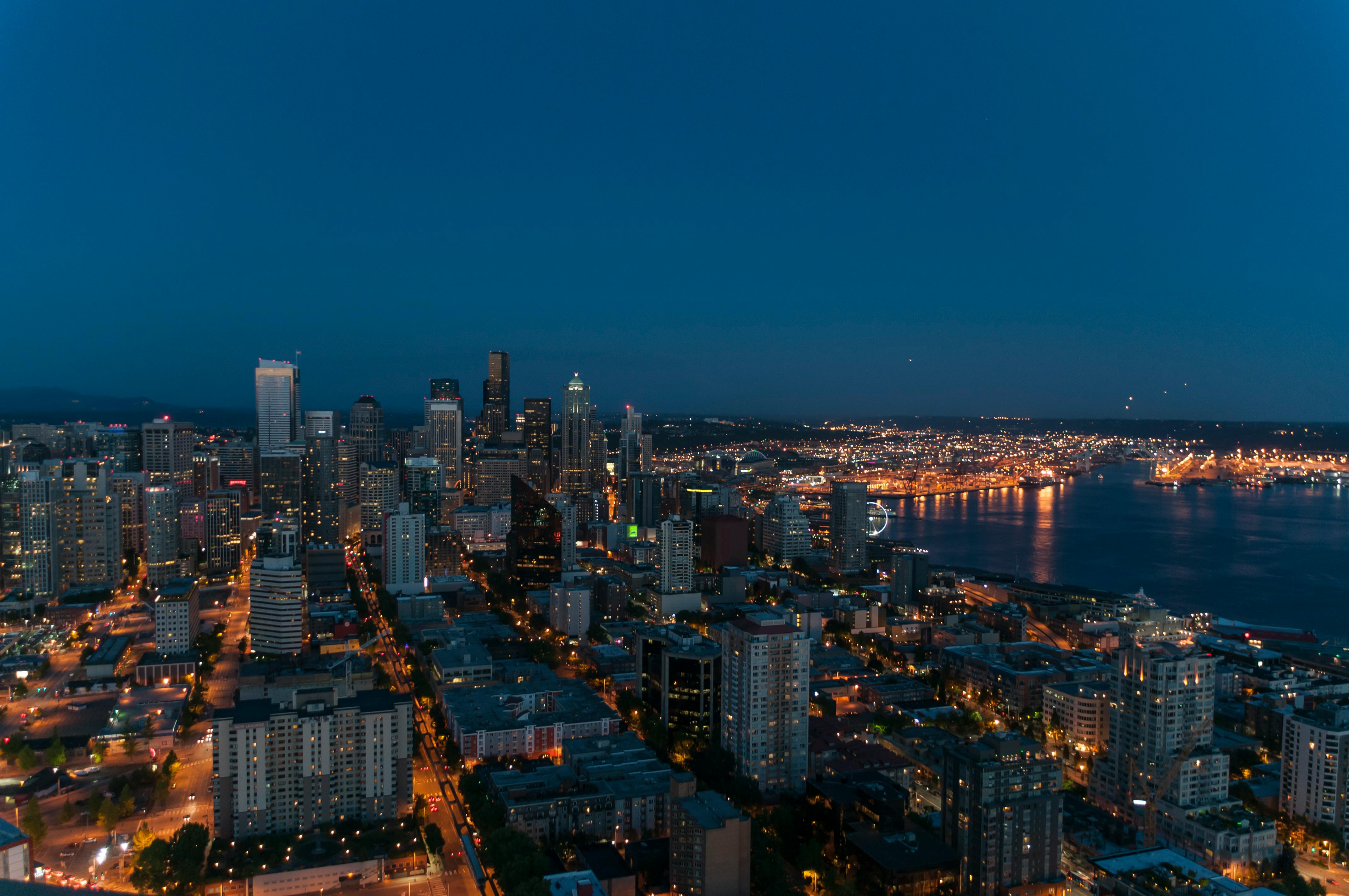 City Skyline Night city skyline wallpaper at sunset, 4288x2848