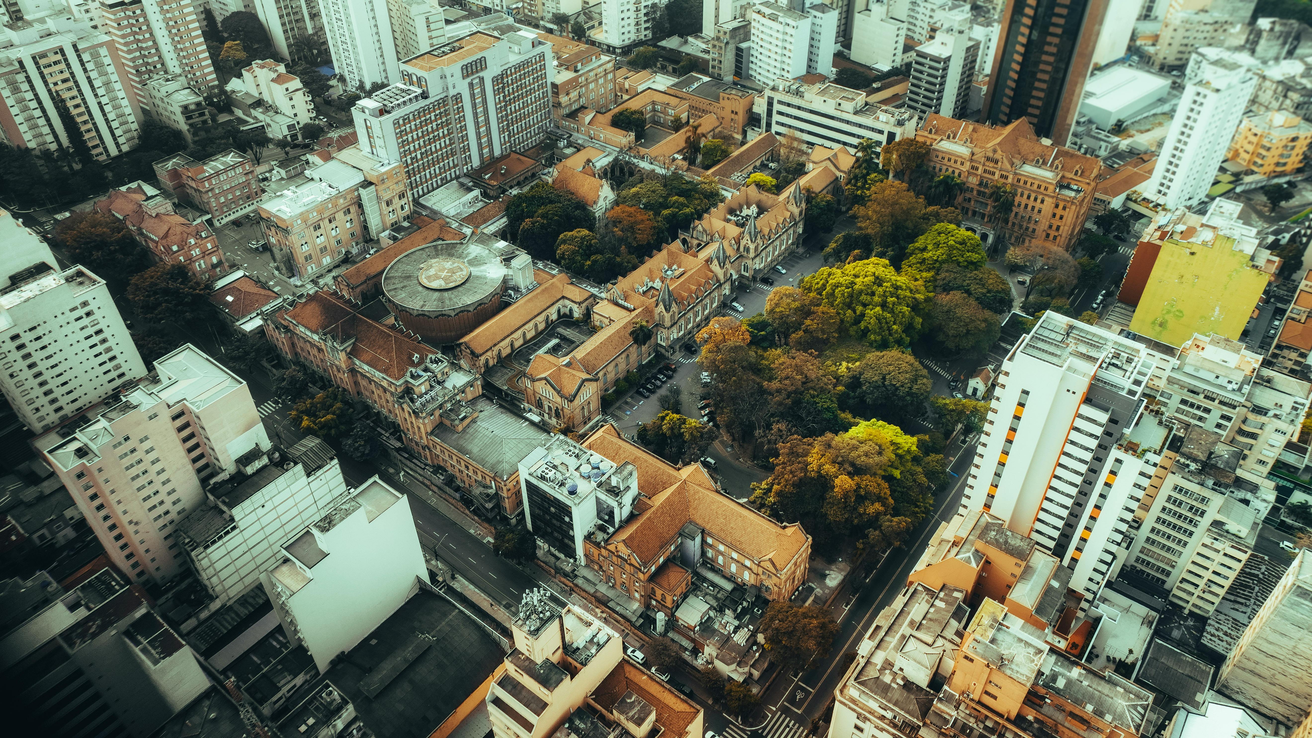 City Aerial View city skyline wallpaper, 5280x2970