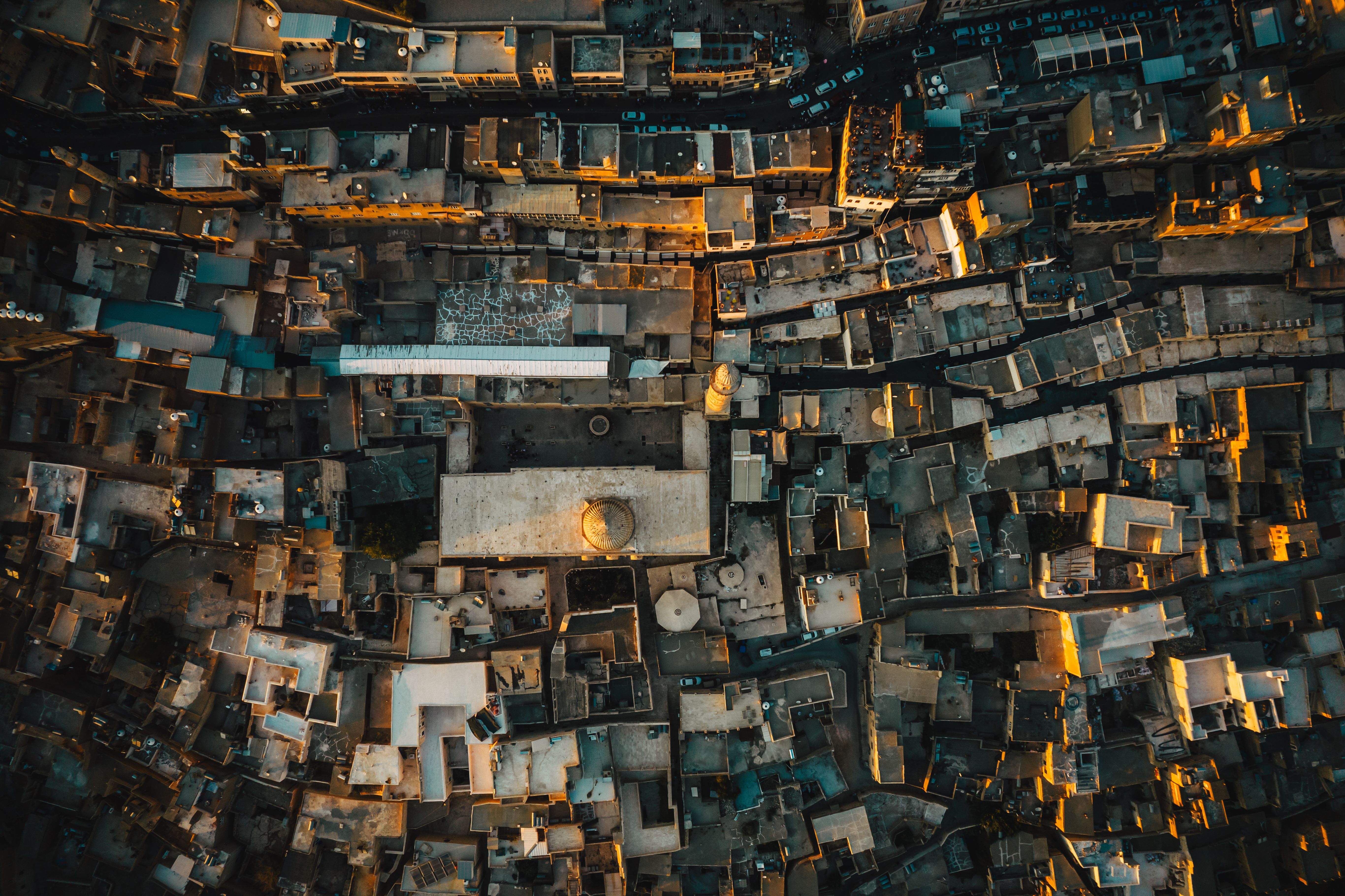 City Aerial View city skyline wallpaper, 5464x3640