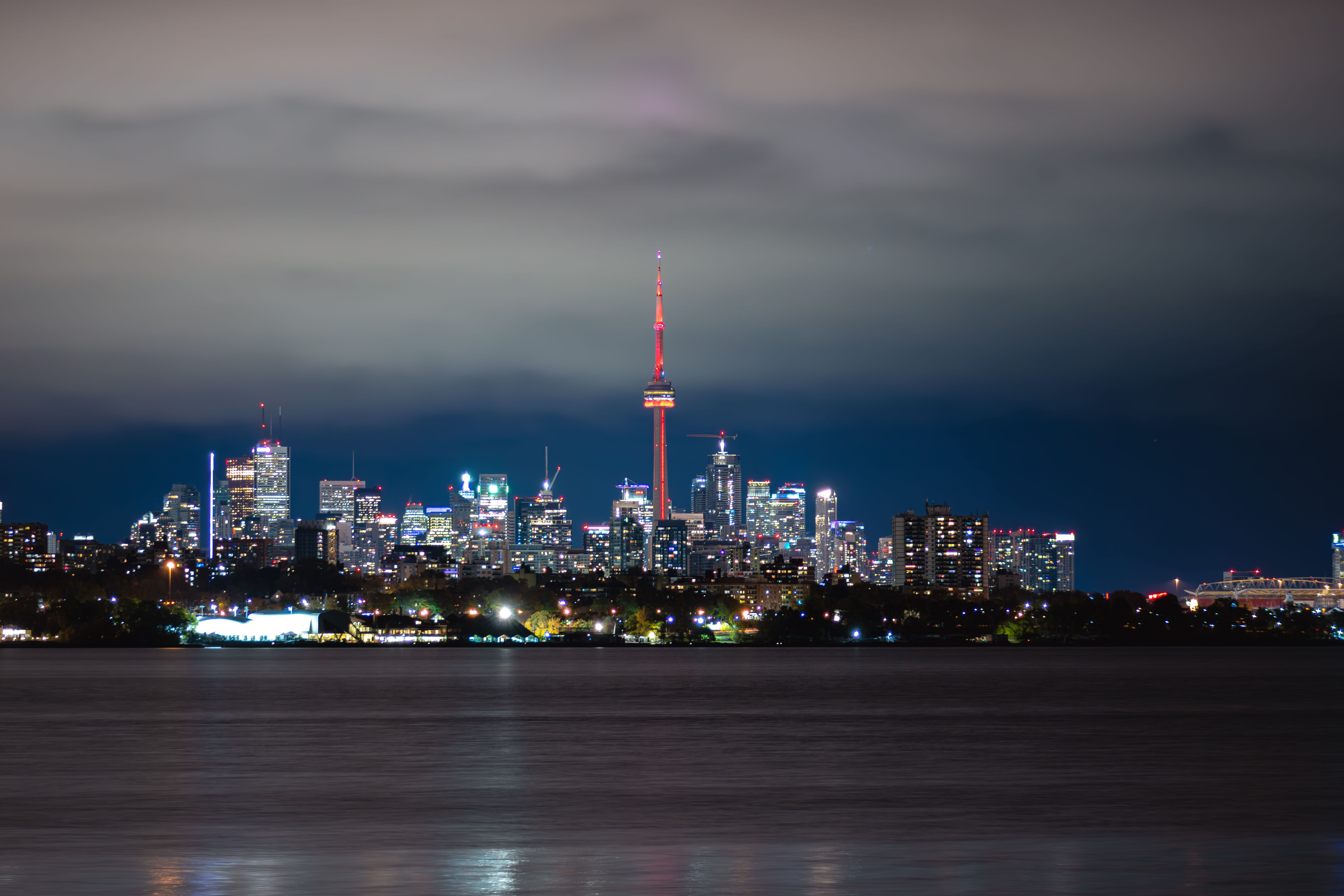 City Skyline Night city skyline wallpaper at sunset, 6000x4000