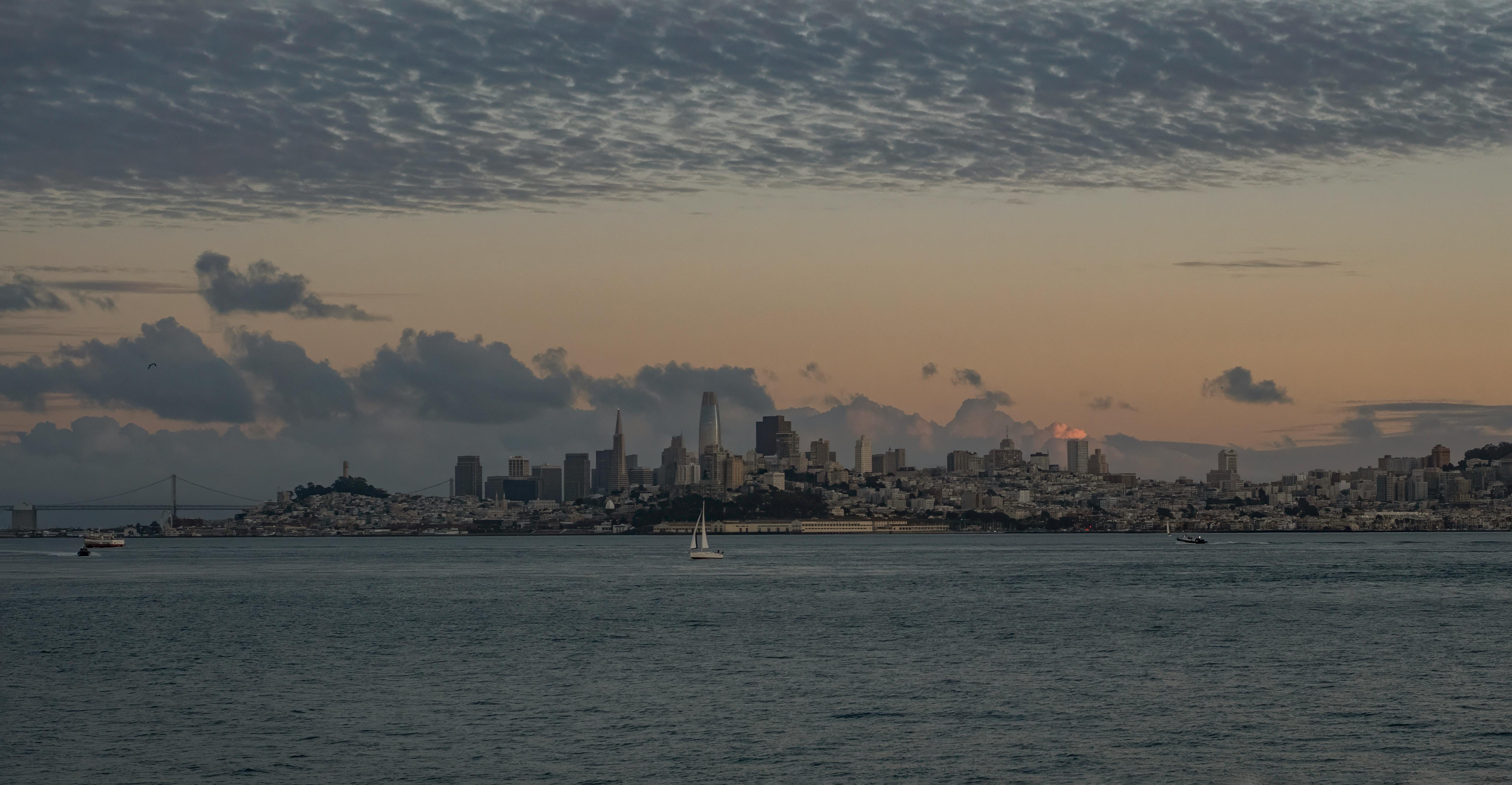 City Skyline Sunset city skyline wallpaper at sunset, 5131x2664