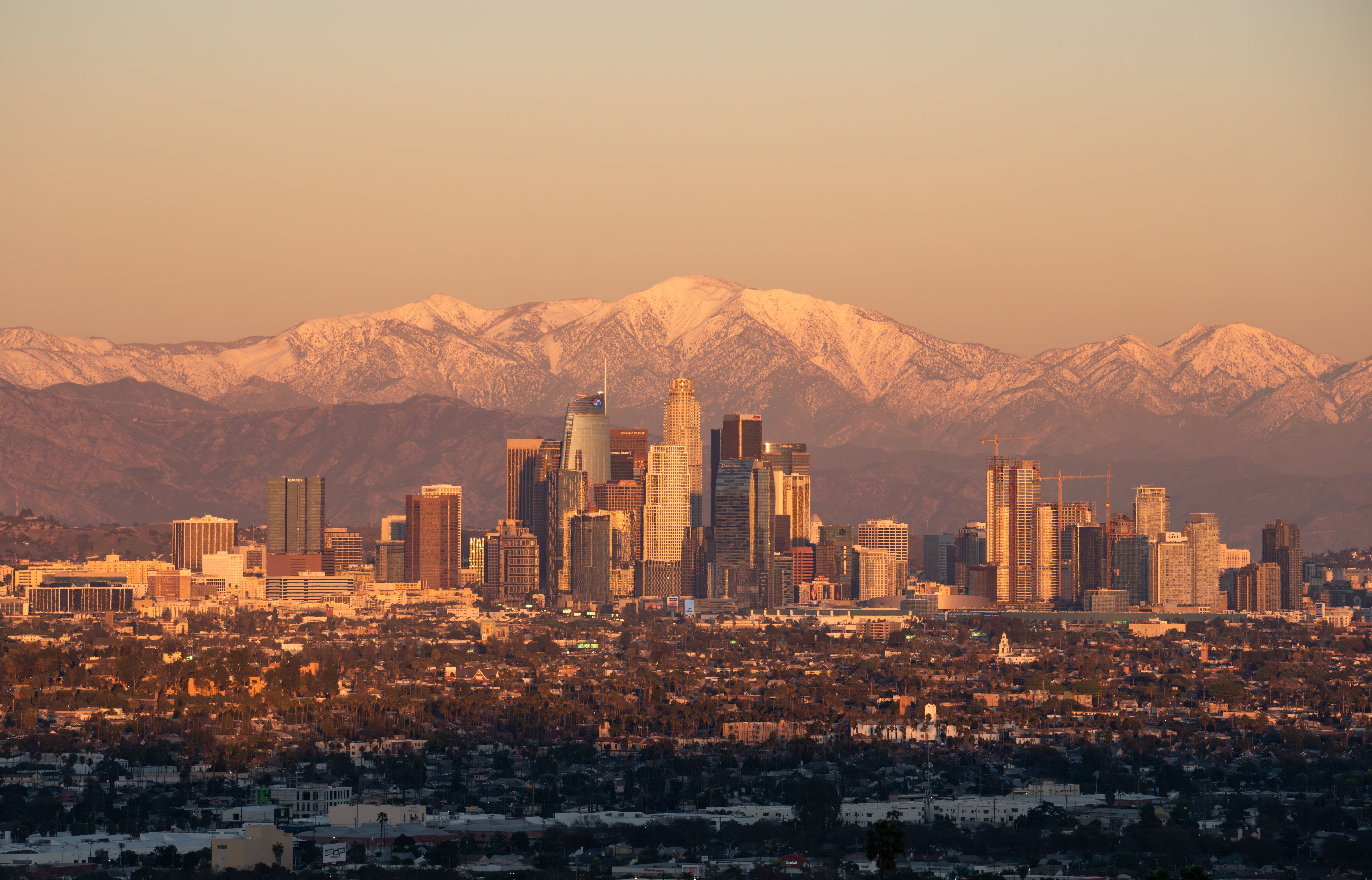 Los Angeles, CA city skyline wallpaper, 5334x3422