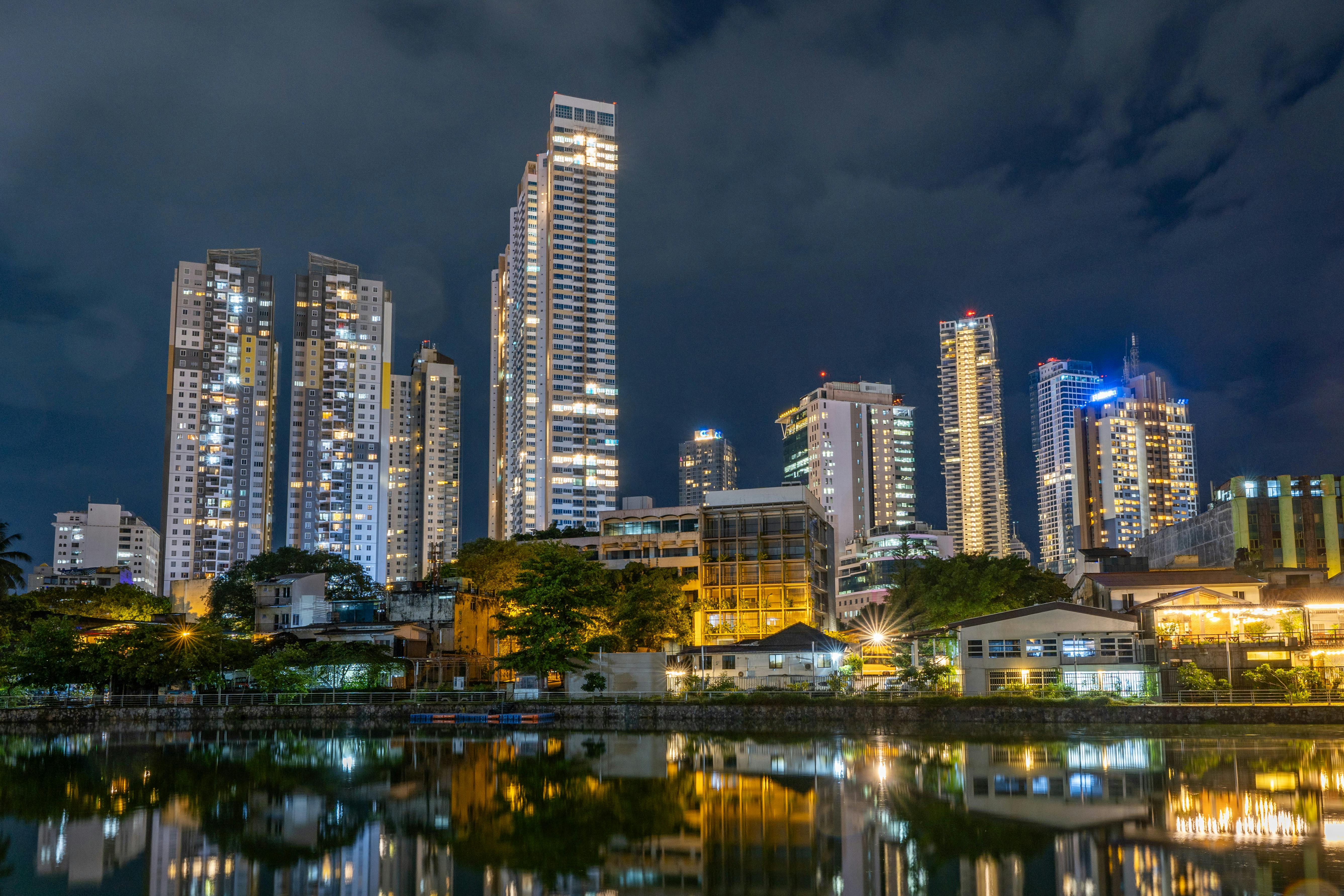 City Skyline Night city skyline wallpaper at sunset, 5347x3565