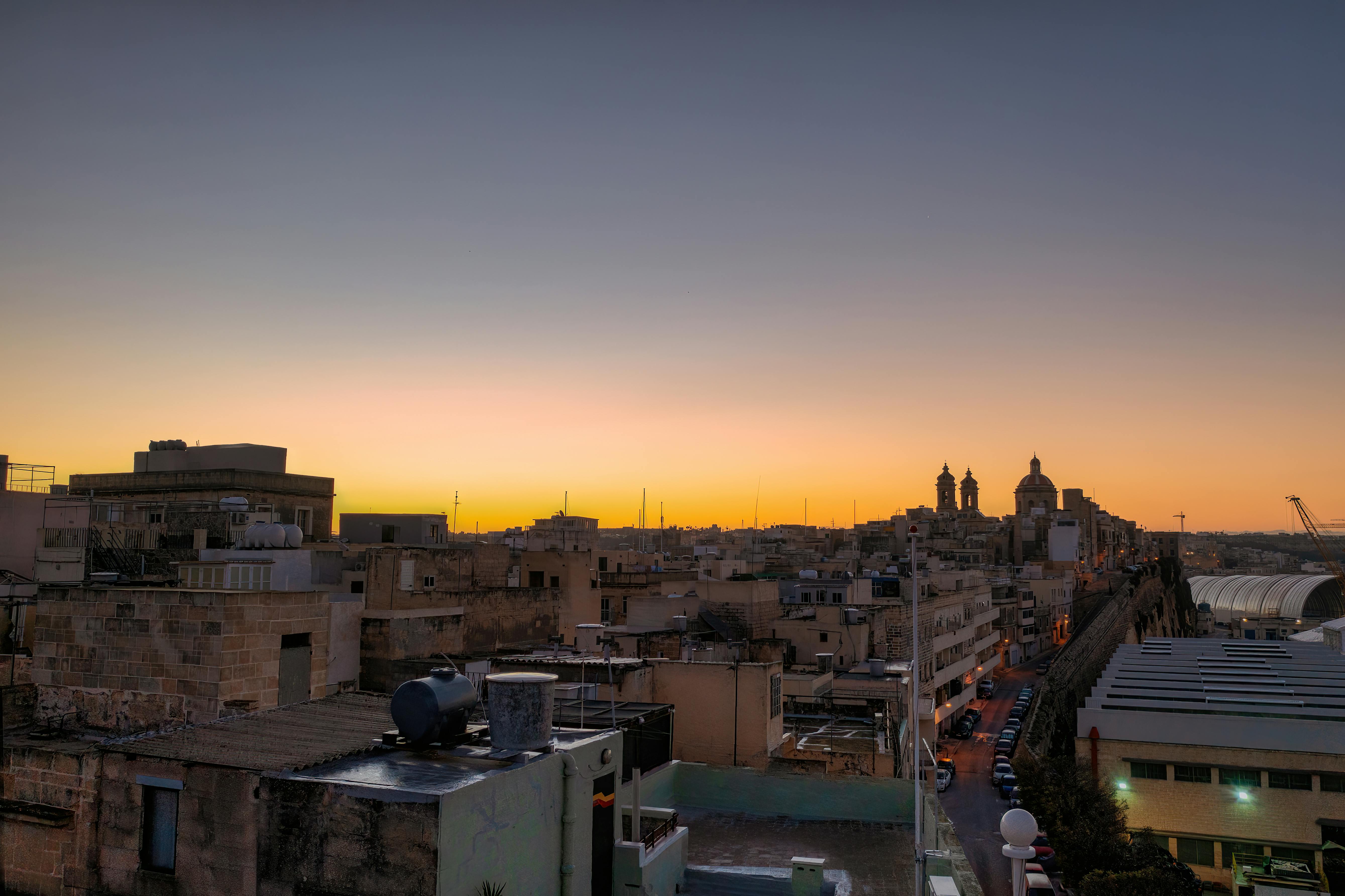 Urban Cityscape Sunset city skyline wallpaper at sunset, 5356x3568