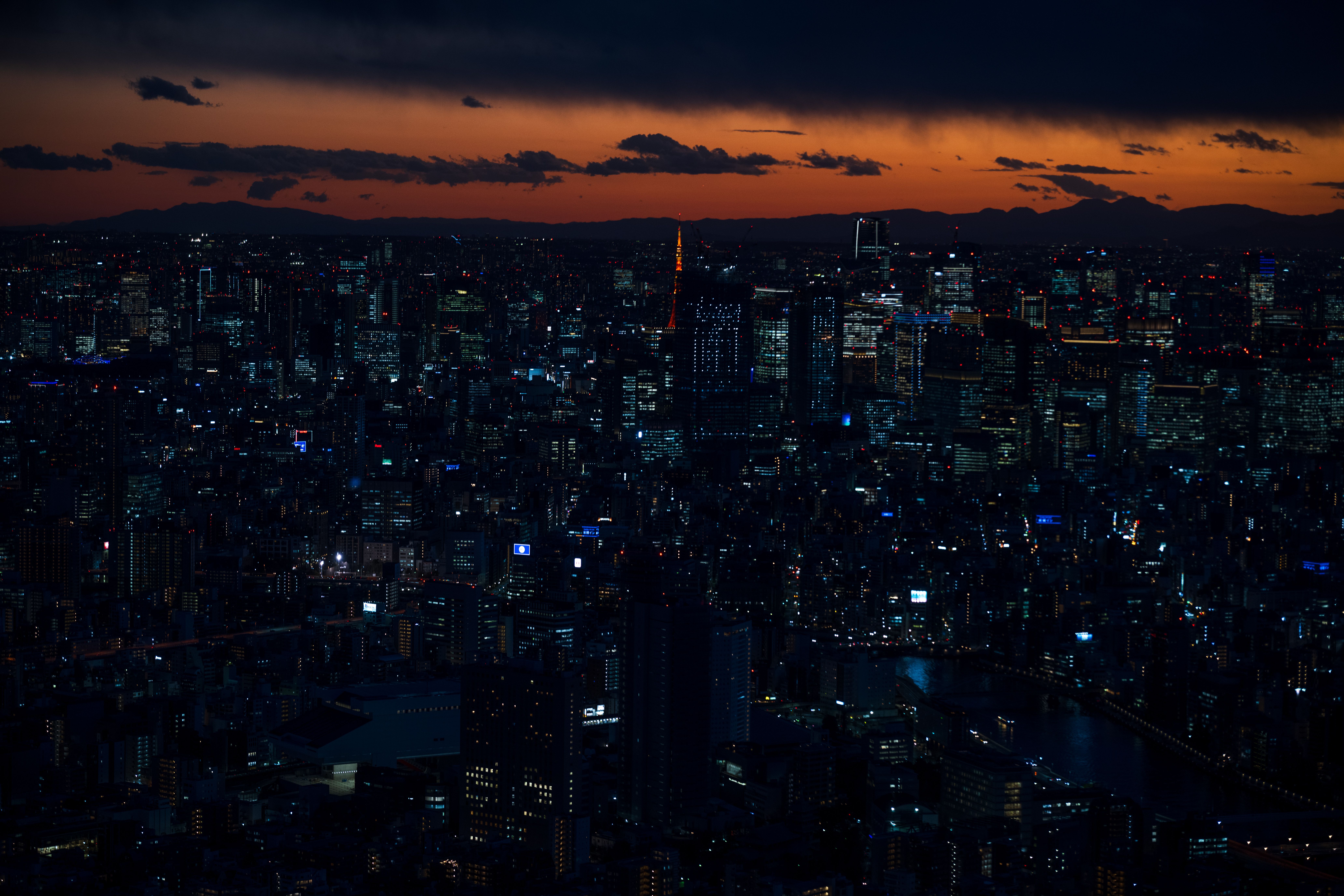 City Skyline Night city skyline wallpaper at sunset, 8256x5504