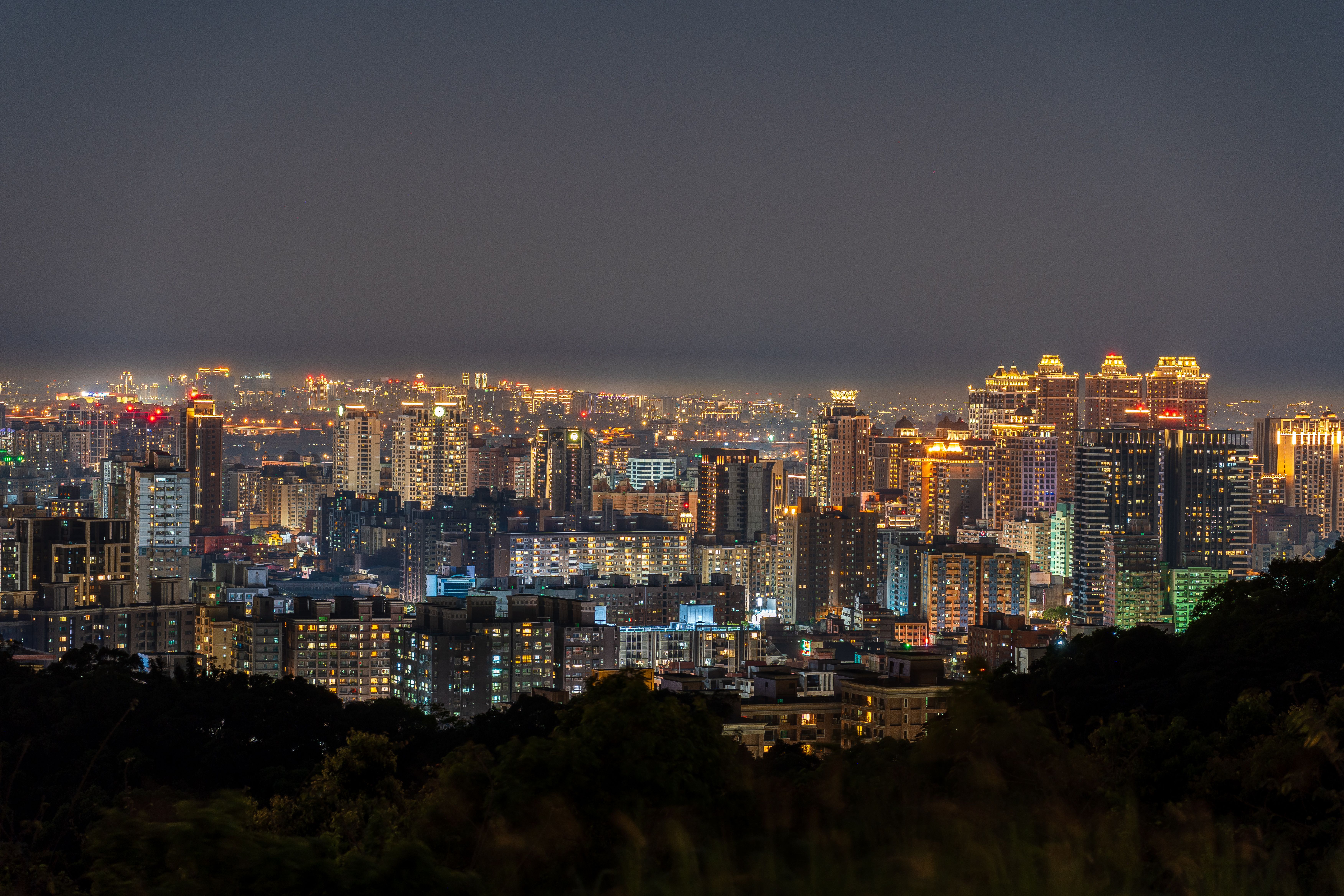 City Skyline Night city skyline wallpaper at sunset, 7008x4672