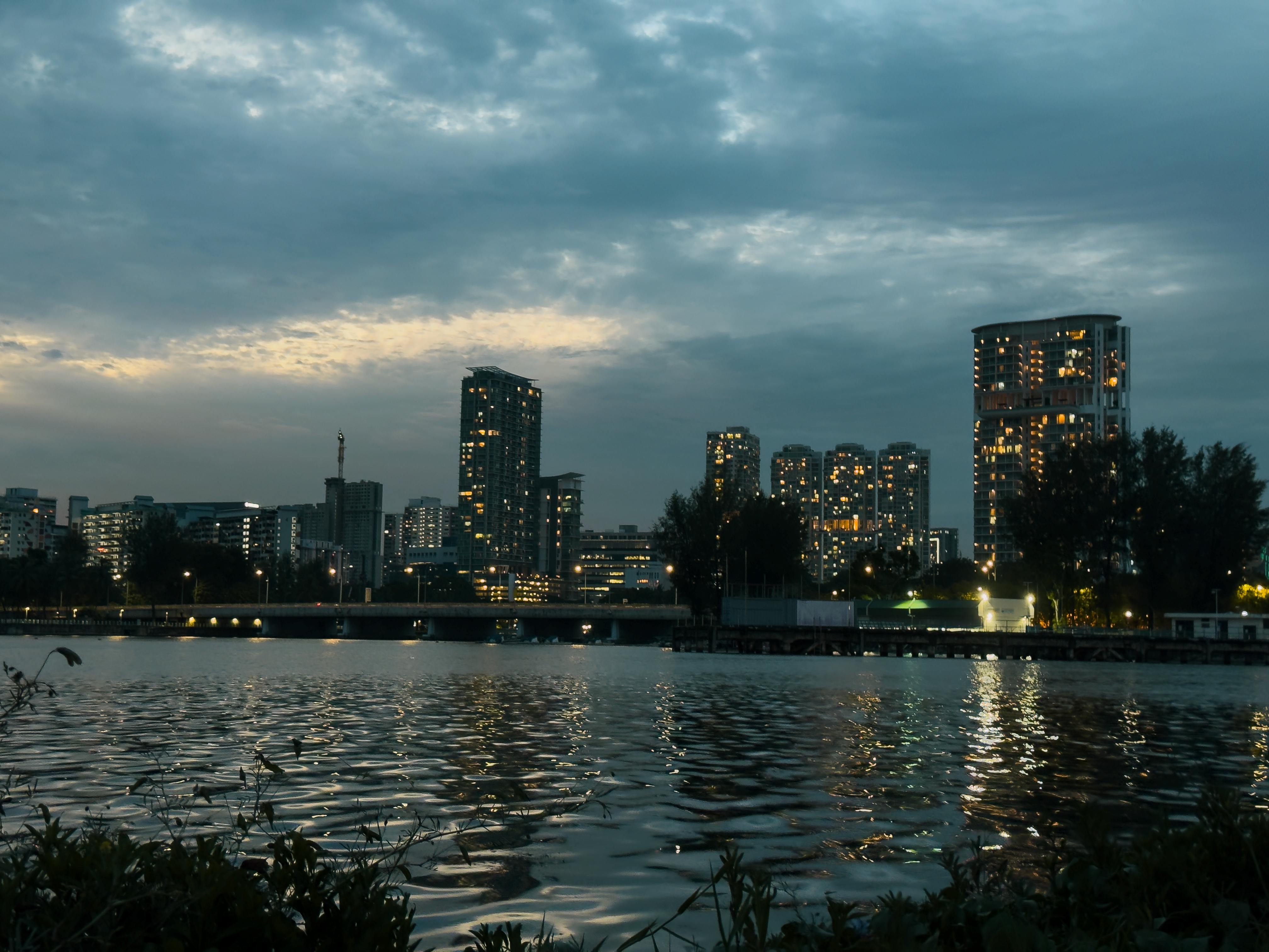 City Skyline Night city skyline wallpaper at sunset, 4032x3024