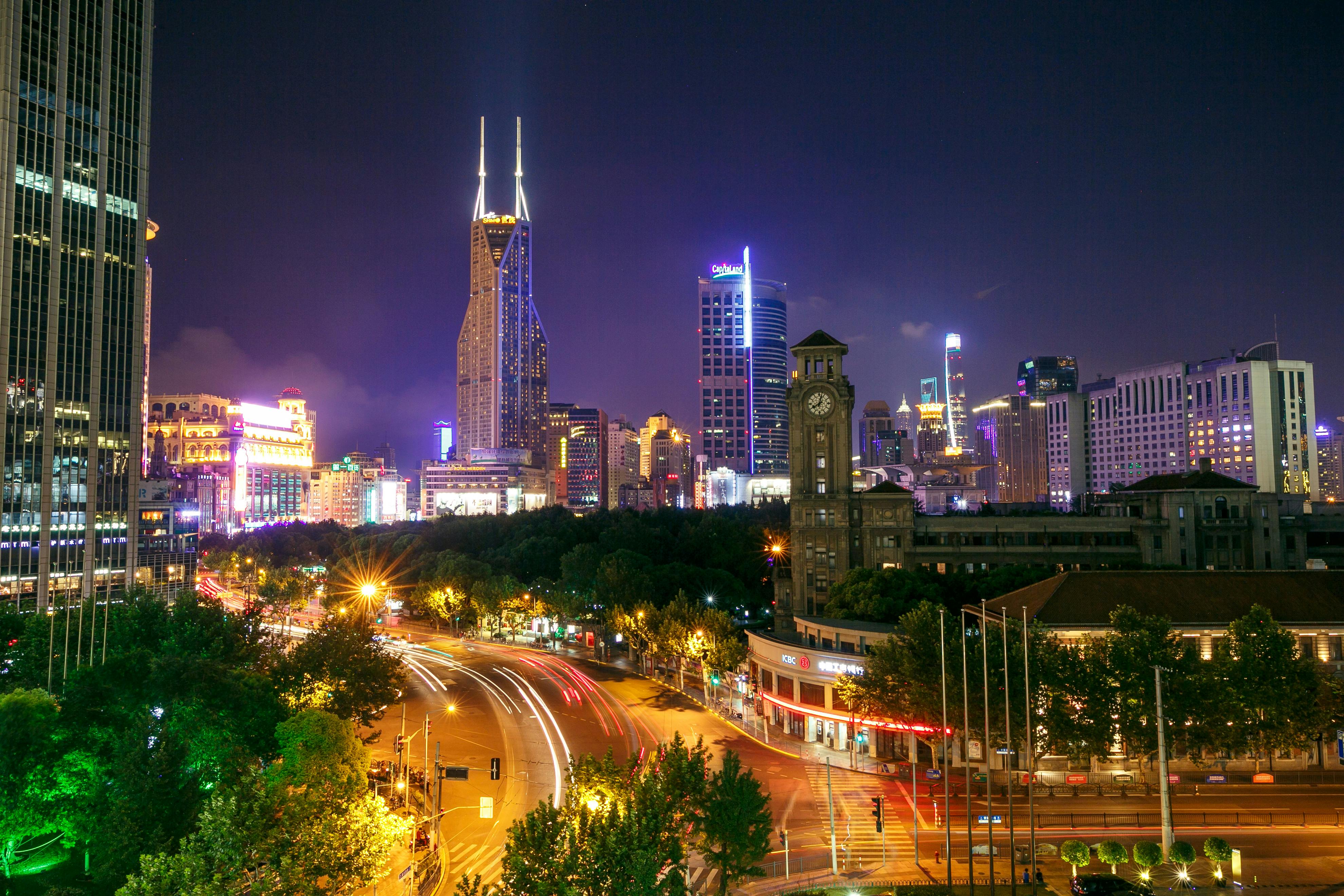 City Skyline Night city skyline wallpaper at sunset, 3960x2640