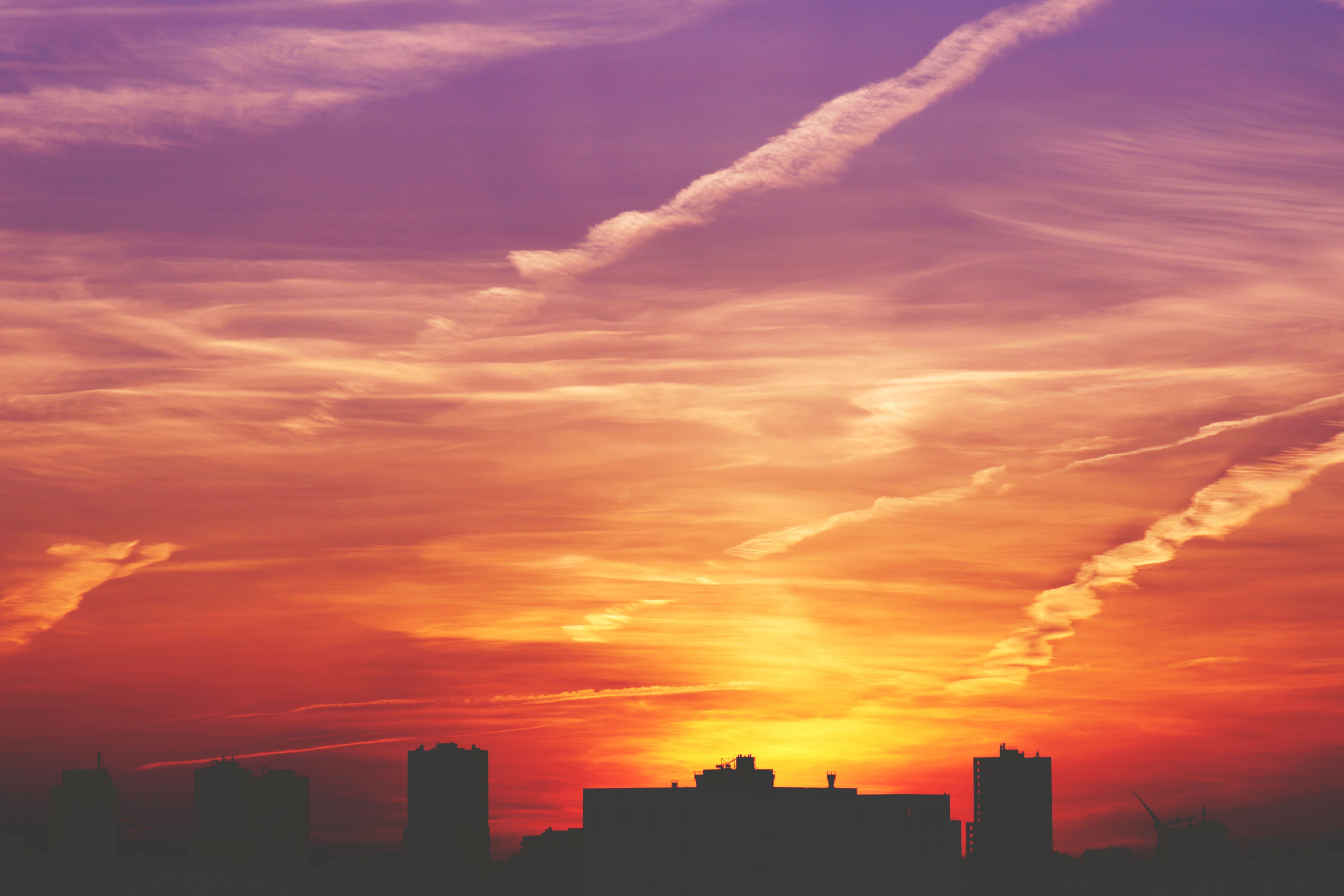 Urban Cityscape Sunset city skyline wallpaper at sunset, 6000x4000