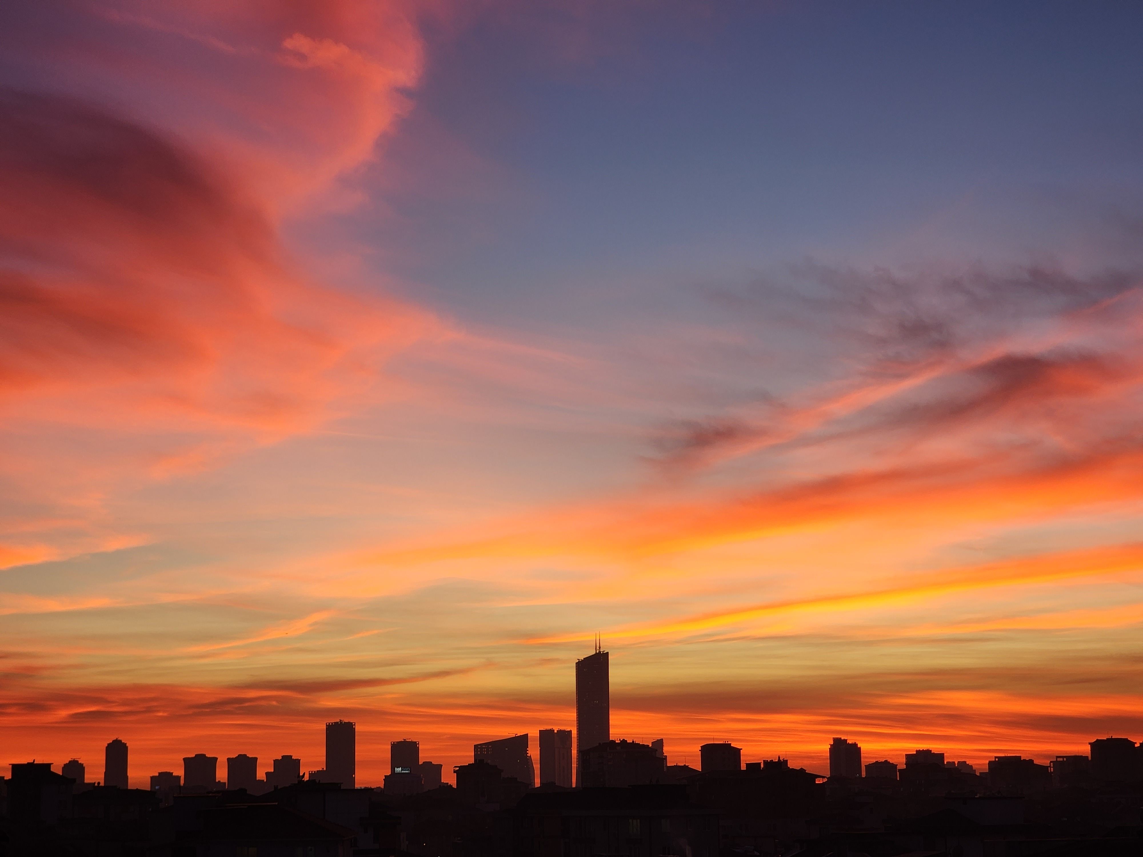 City Skyline Sunset city skyline wallpaper at sunset, 4000x3000