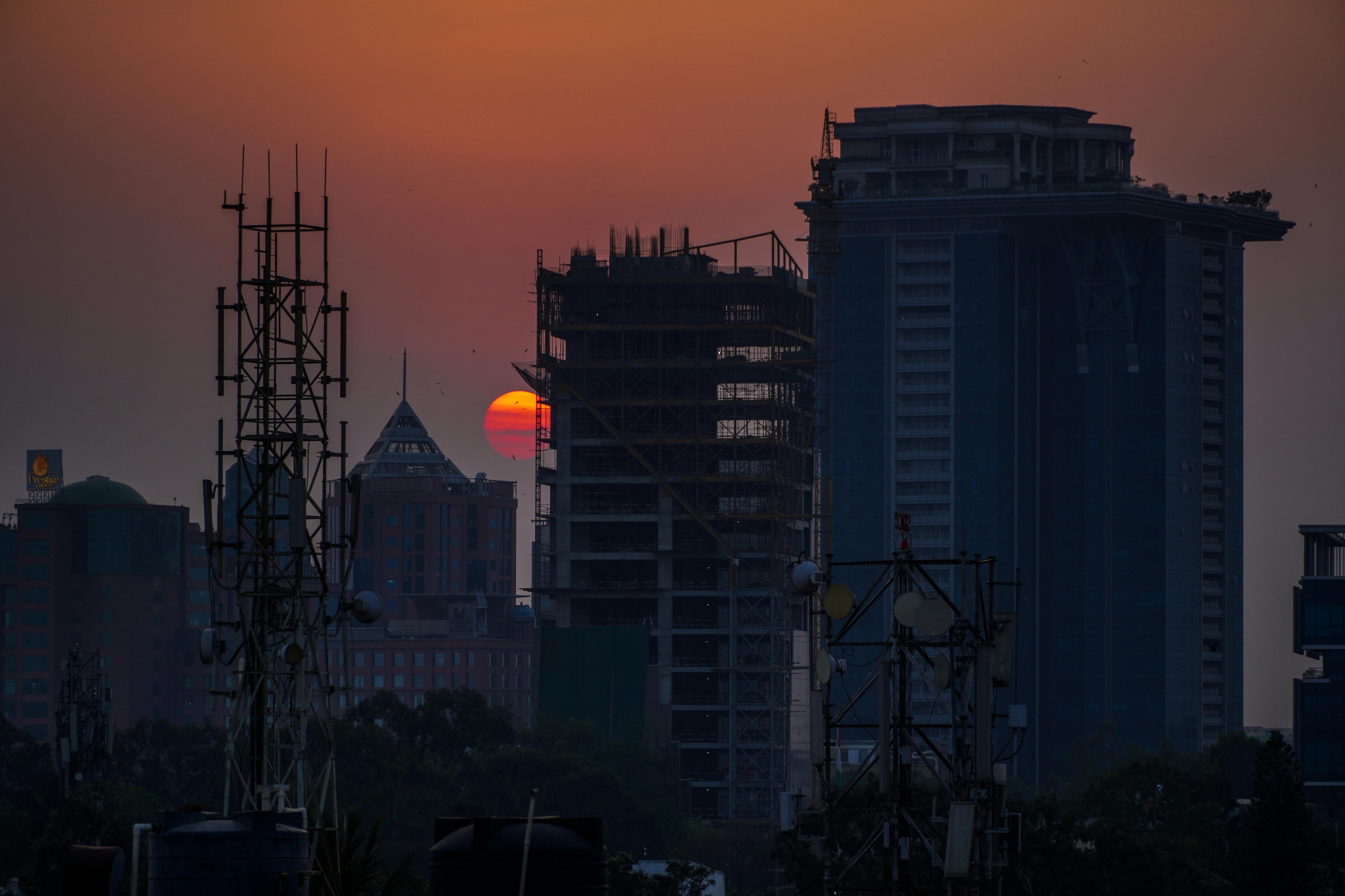 Urban Cityscape Sunset city skyline wallpaper at sunset, 6000x4000