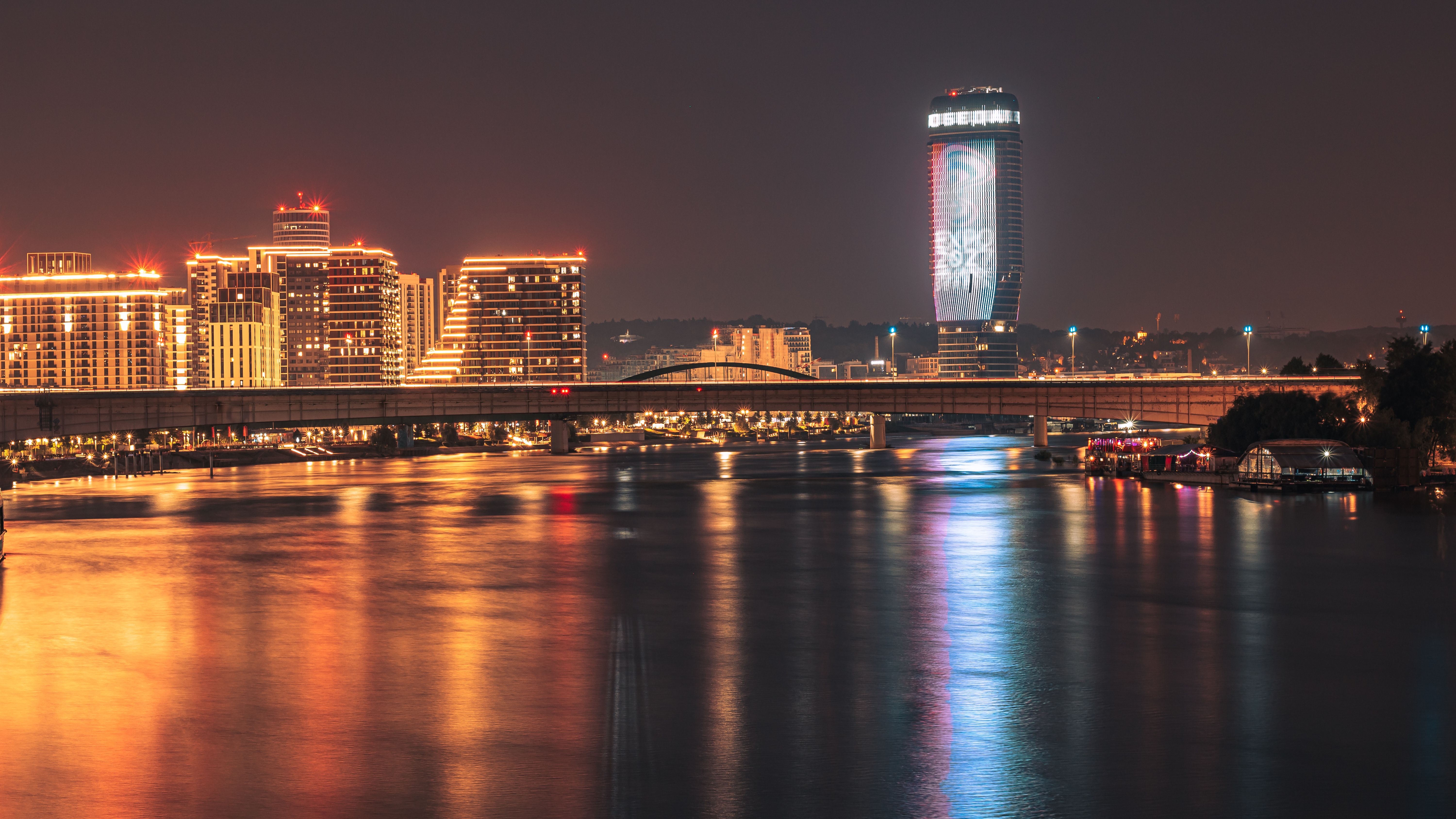 City Skyline Night city skyline wallpaper at sunset, 6000x3376